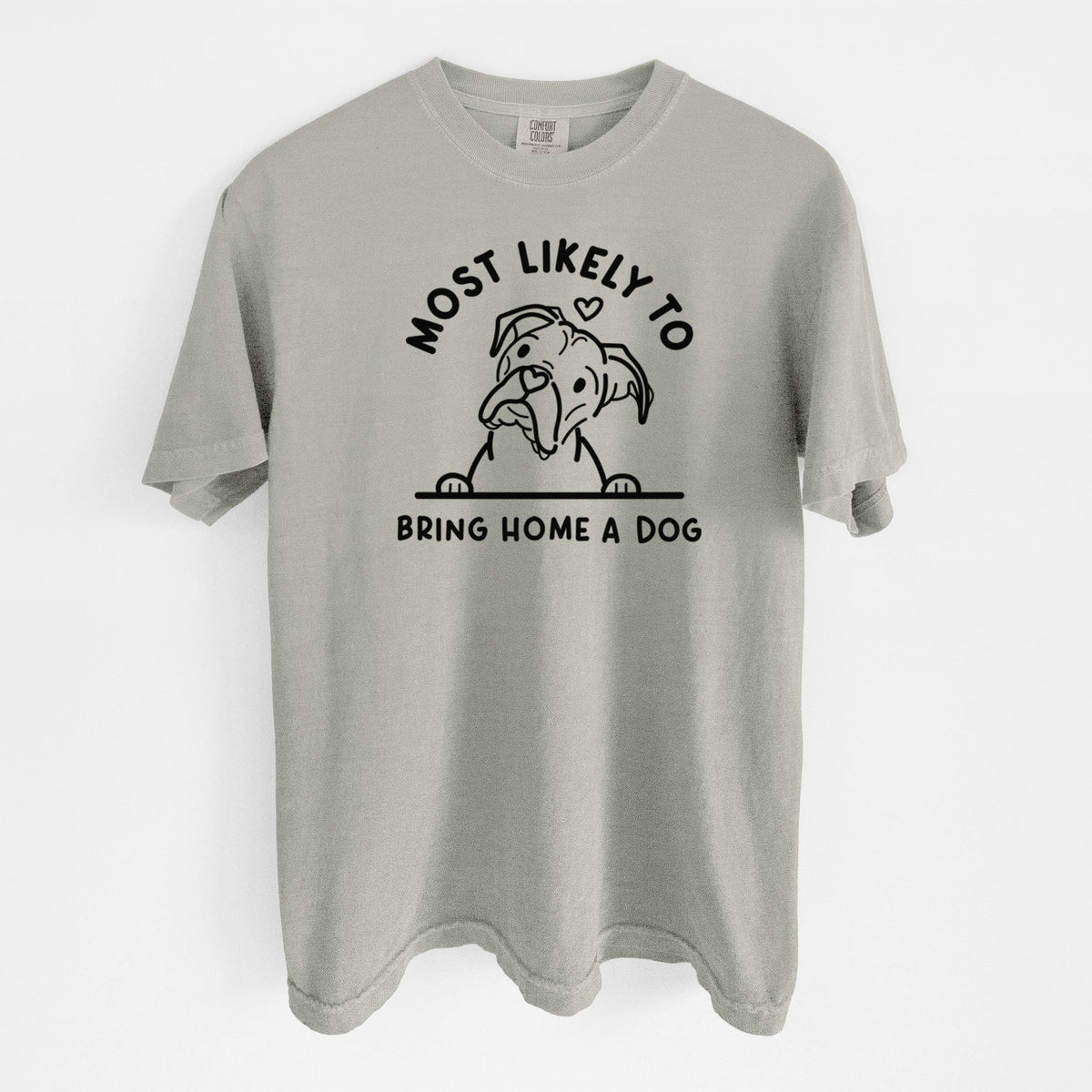 Most Likely to Bring Home a Dog - Boxer - Unisex Comfort Colors Garment-Dyed Heavyweight T-shirt in Sandstone