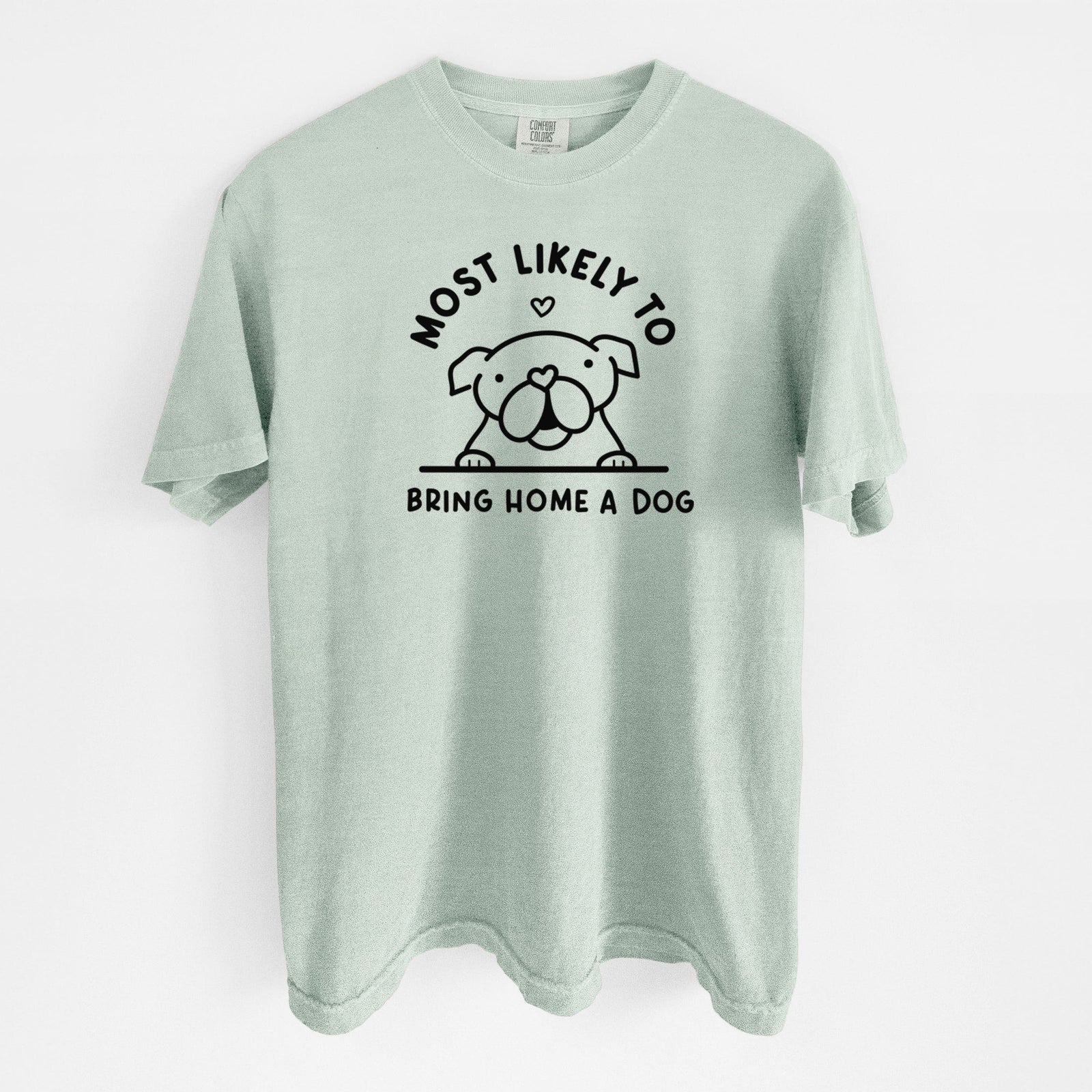 Most Likely to Bring Home a Dog - English Bulldog - Unisex Comfort Colors Garment-Dyed Heavyweight T-shirt in Bay