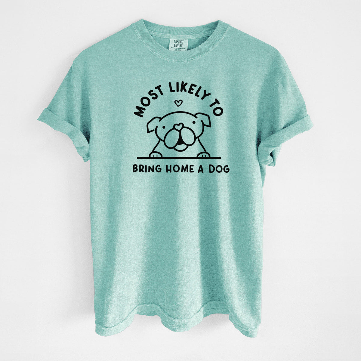 Most Likely to Bring Home a Dog - English Bulldog - Unisex Comfort Colors Garment-Dyed Heavyweight T-shirt in Chalky Mint
