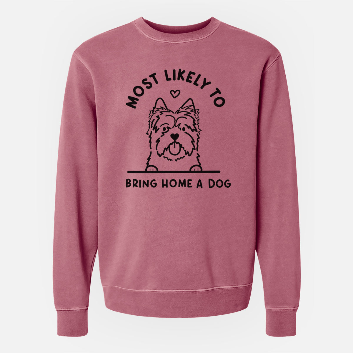 Most Likely to Bring Home a Dog - Cairn Terrier - Unisex Pigment Dyed Crew Sweatshirt