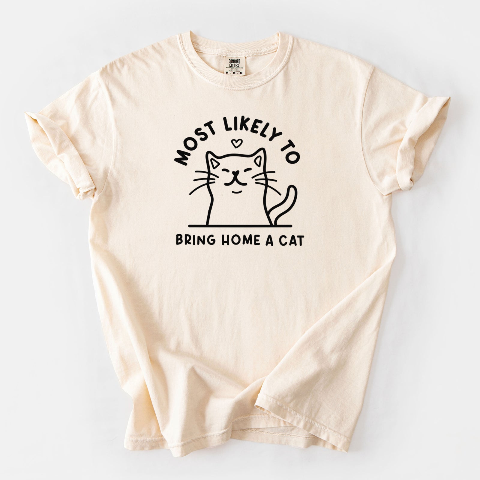 Most Likely to Bring Home a Cat - Unisex Comfort Colors Garment-Dyed Heavyweight T-shirt in Ivory