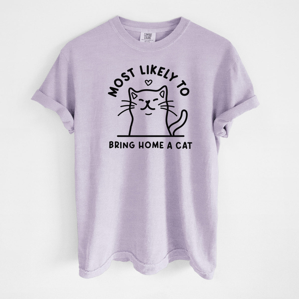 Most Likely to Bring Home a Cat - Unisex Comfort Colors Garment-Dyed Heavyweight T-shirt in Orchid