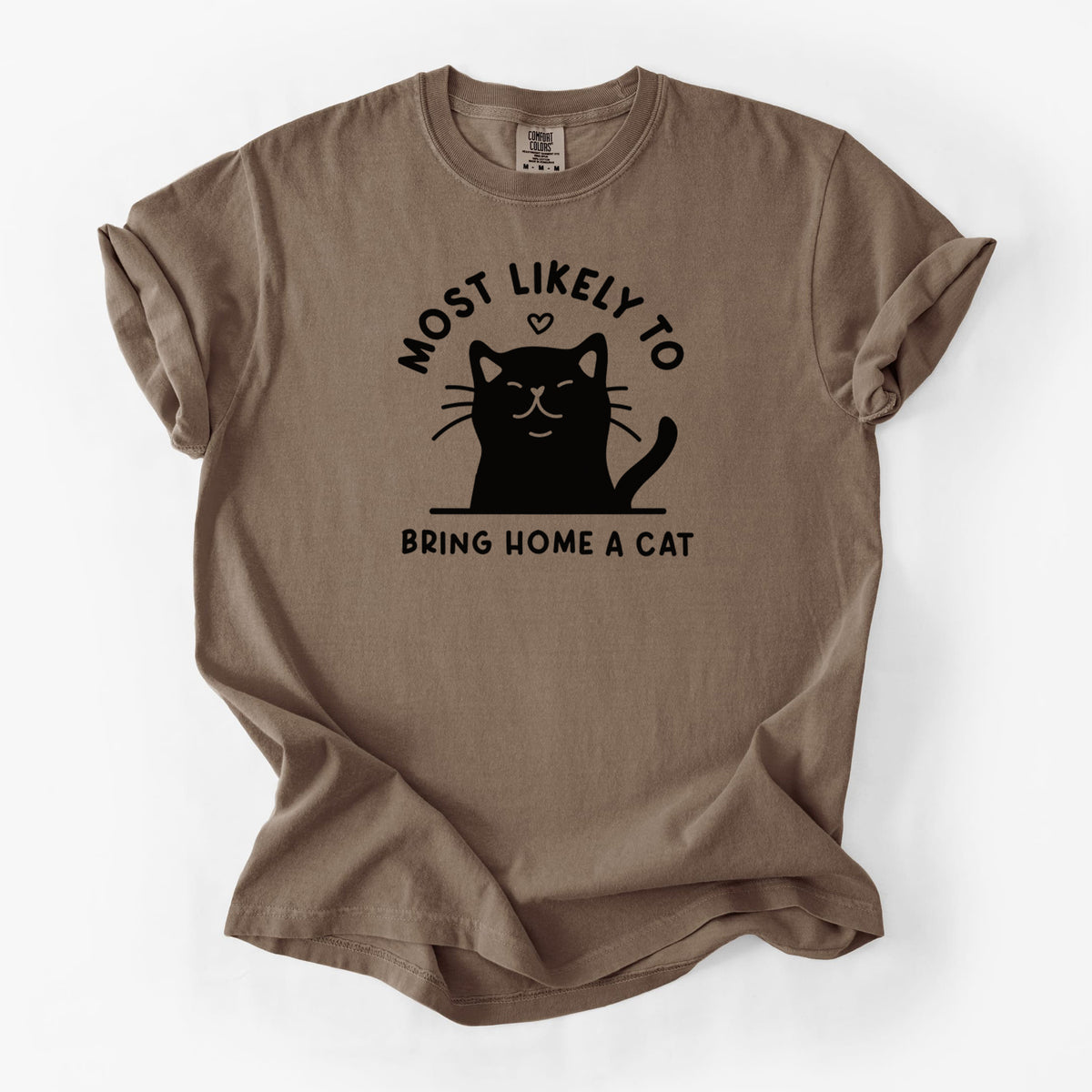 Most Likely to Bring Home a Cat - Black - Unisex Comfort Colors Garment-Dyed Heavyweight T-shirt in Espresso