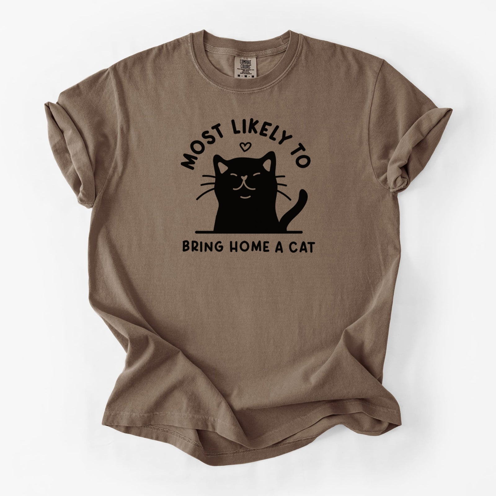 Most Likely to Bring Home a Cat - Black - Unisex Comfort Colors Garment-Dyed Heavyweight T-shirt in Espresso