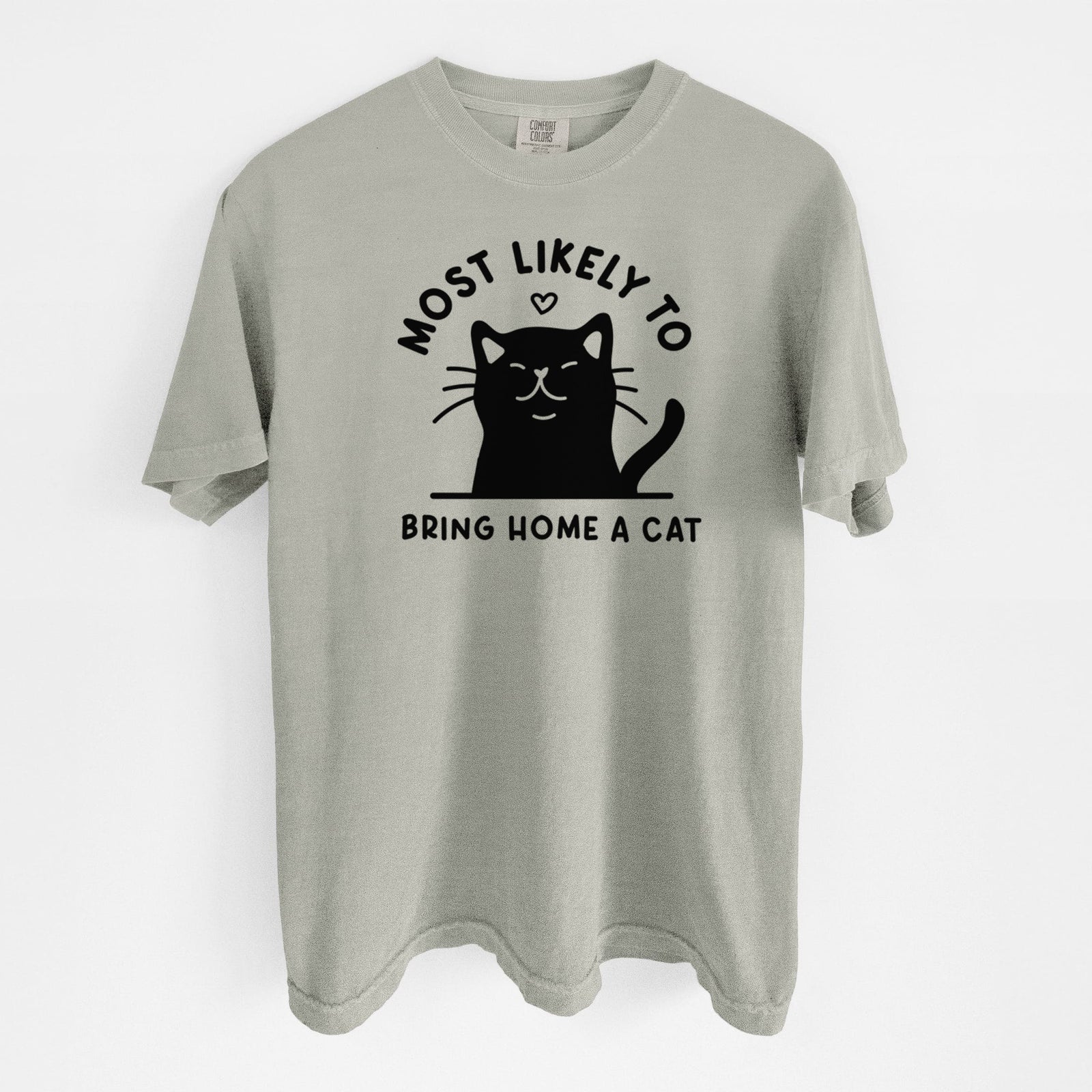 Most Likely to Bring Home a Cat - Black - Unisex Comfort Colors Garment-Dyed Heavyweight T-shirt in Sandstone