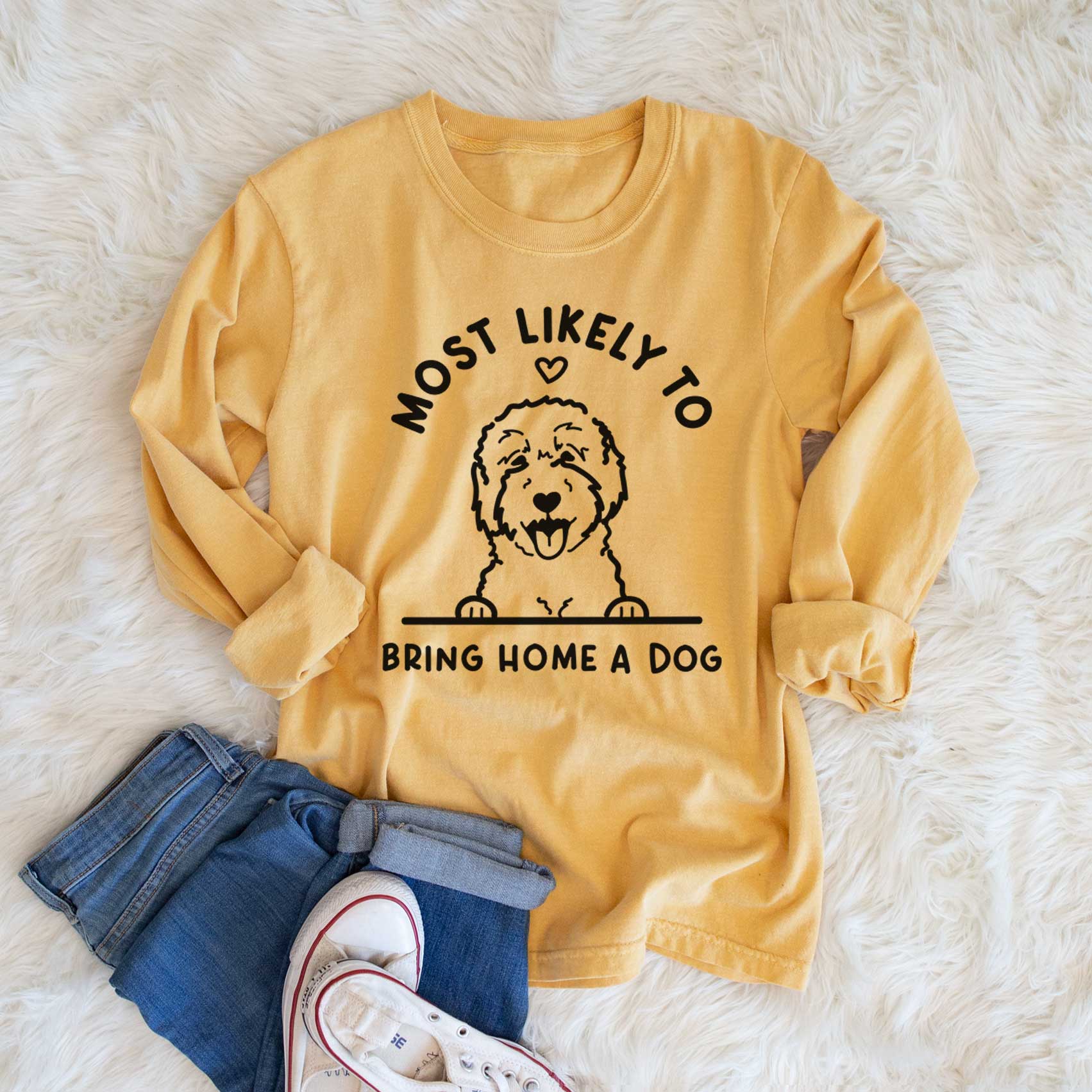 Most Likely to Bring Home a Dog - Goldendoodle/Labradoodle - Men's Heavyweight 100% Cotton Long Sleeve