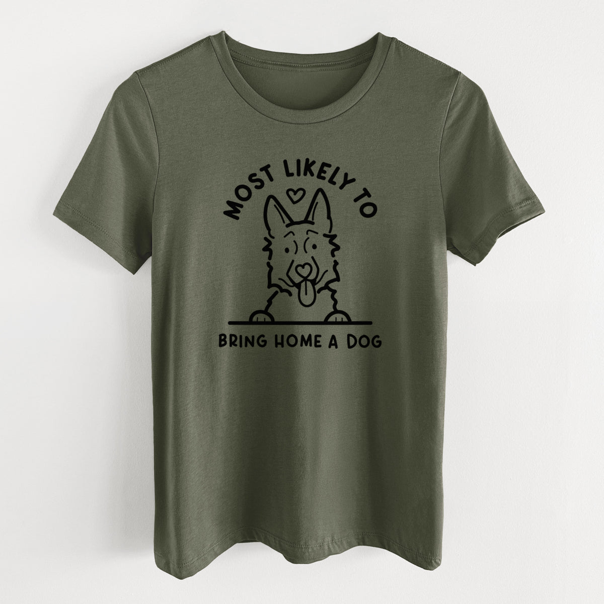Most Likely to Bring Home a Dog - German Shepherd - Women's Lightweight Relaxed Fit 100% Cotton Crewneck