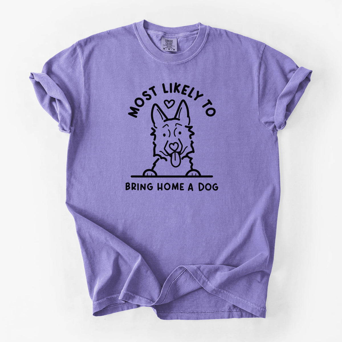Most Likely to Bring Home a Dog - German Shepherd - Unisex Comfort Colors Garment-Dyed Heavyweight T-shirt in Violet