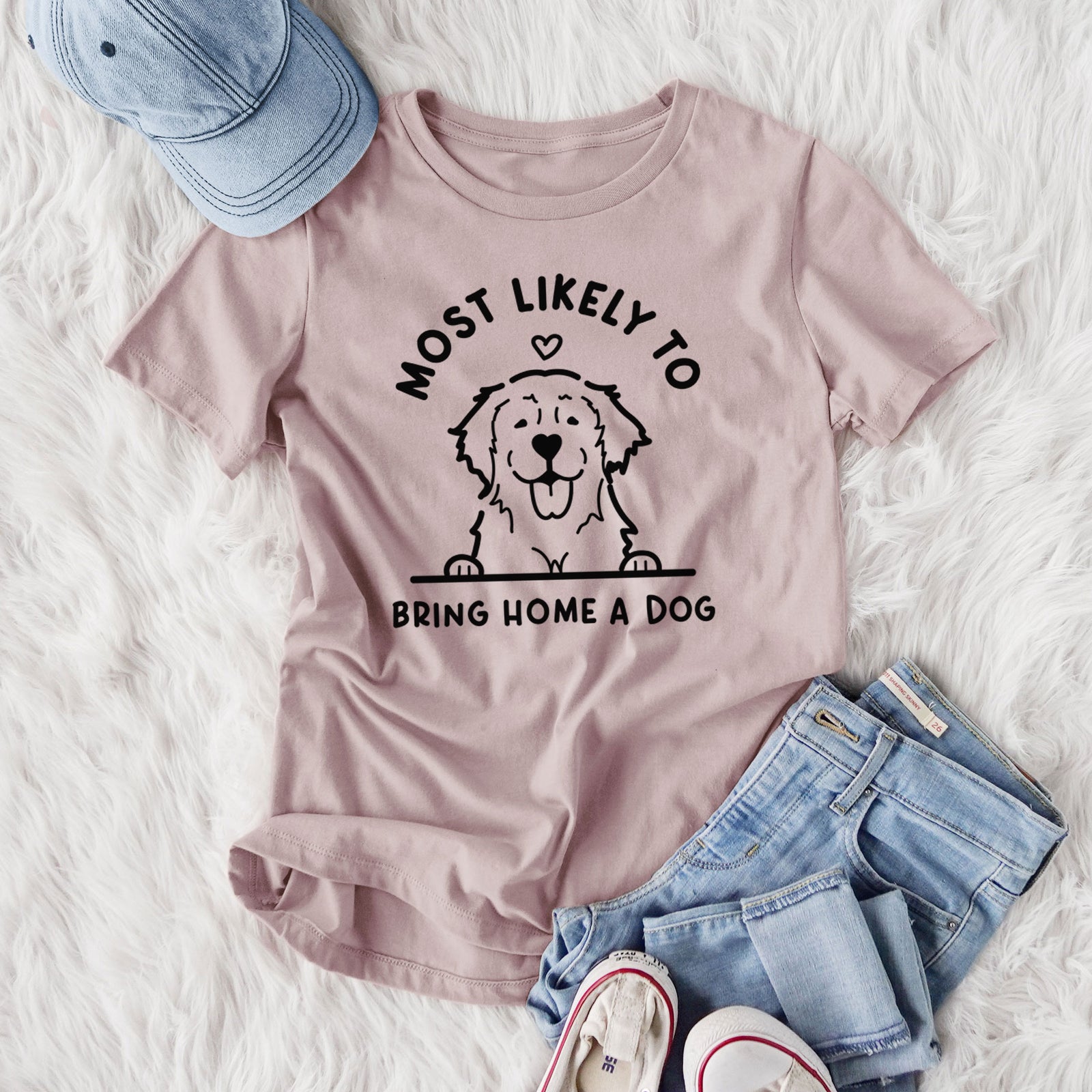 Most Likely to Bring Home a Dog - Golden Retriever - Women's Lightweight Relaxed Fit 100% Cotton Crewneck