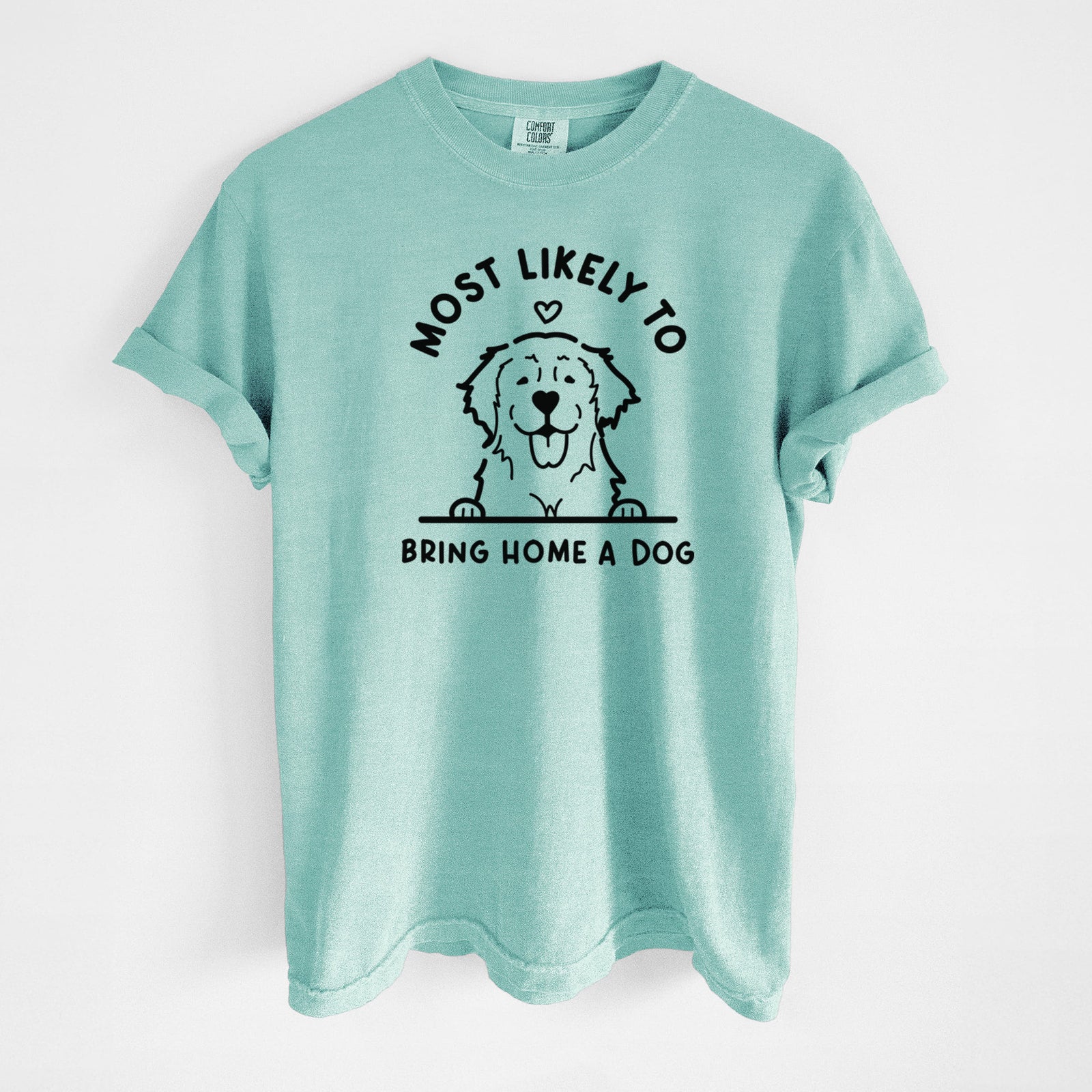Most Likely to Bring Home a Dog - Golden Retriever - Unisex Comfort Colors Garment-Dyed Heavyweight T-shirt in Chalky Mint