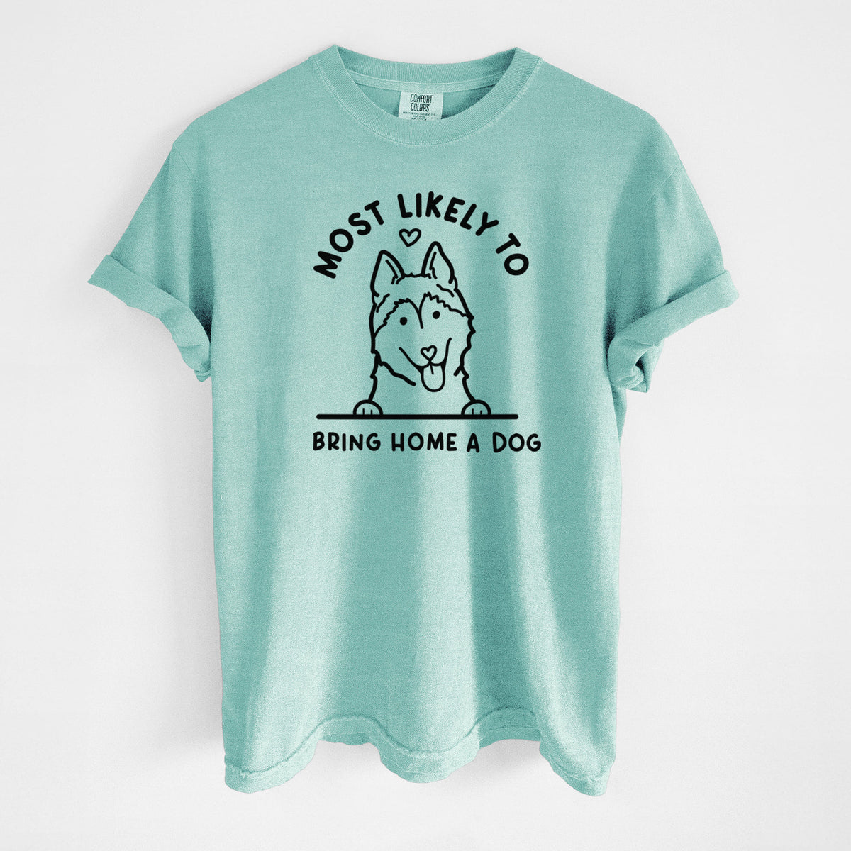 Most Likely to Bring Home a Dog - Siberian Husky - Unisex Comfort Colors Garment-Dyed Heavyweight T-shirt in Chalky Mint