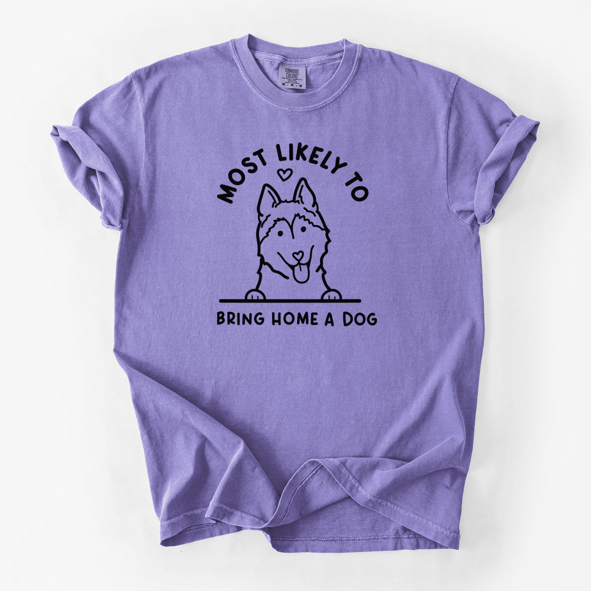 Most Likely to Bring Home a Dog - Siberian Husky - Unisex Comfort Colors Garment-Dyed Heavyweight T-shirt in Violet