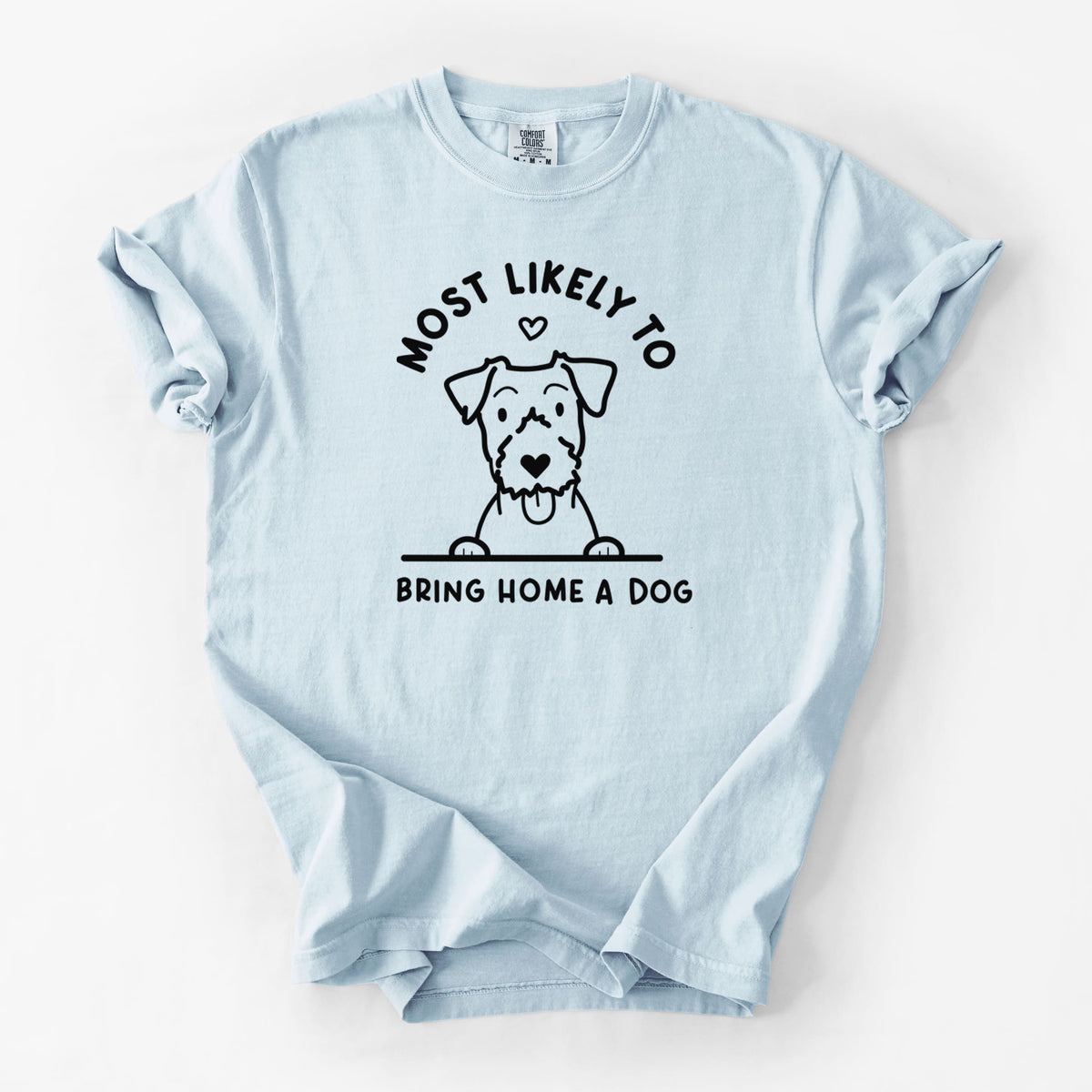 Most Likely to Bring Home a Dog - Jack Russell - Unisex Comfort Colors Garment-Dyed Heavyweight T-shirt in Chambray
