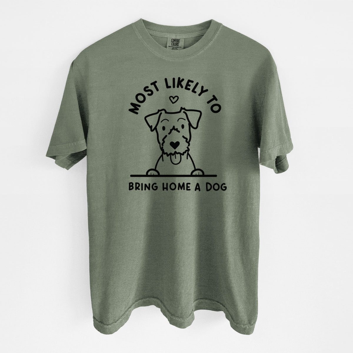 Most Likely to Bring Home a Dog - Jack Russell - Unisex Comfort Colors Garment-Dyed Heavyweight T-shirt in Moss