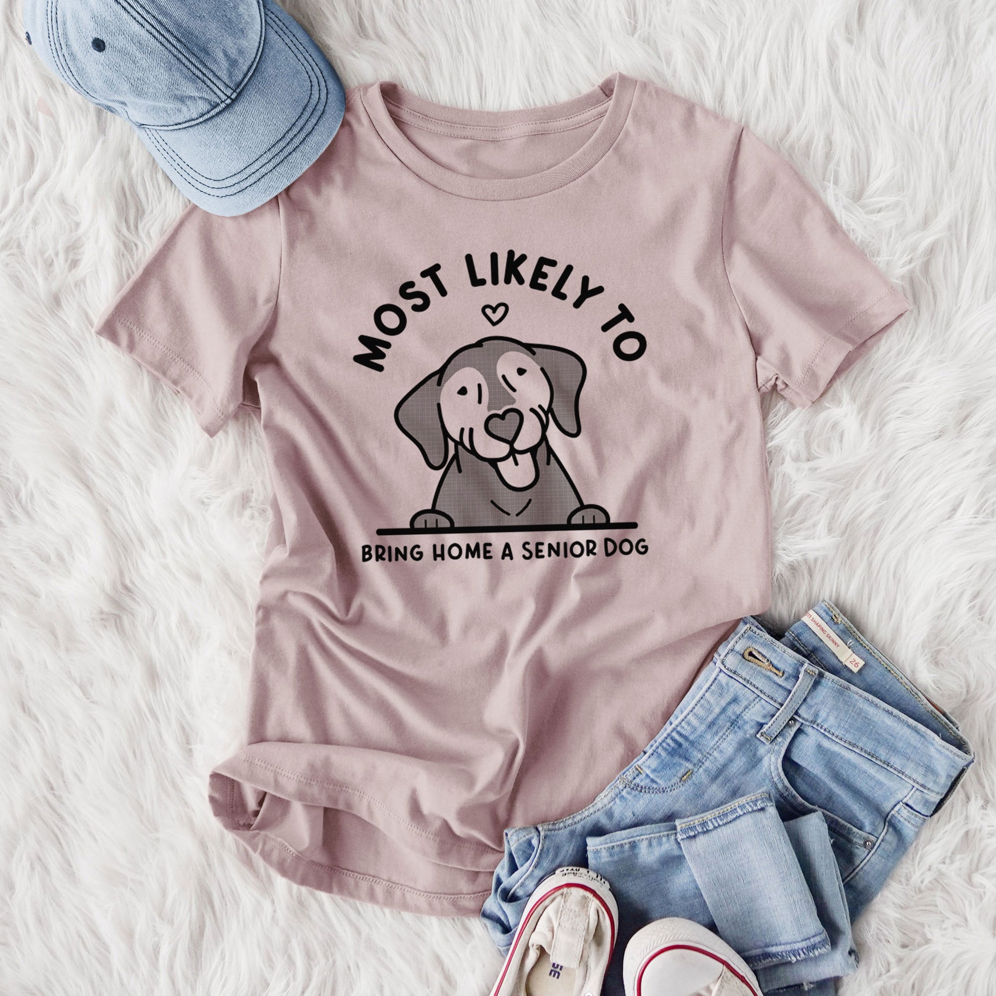 Most Likely to Bring Home a Senior Dog - Women's Lightweight Relaxed Fit 100% Cotton Crewneck