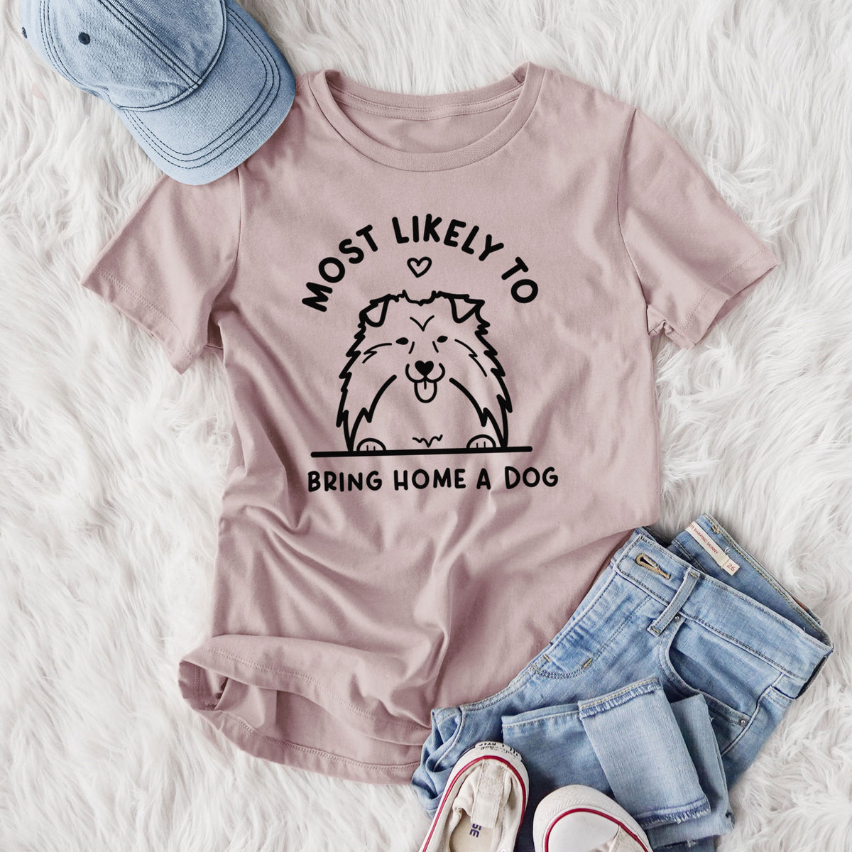 Most Likely to Bring Home a Dog - Shetland Sheepdog - Women's Lightweight Relaxed Fit 100% Cotton Crewneck