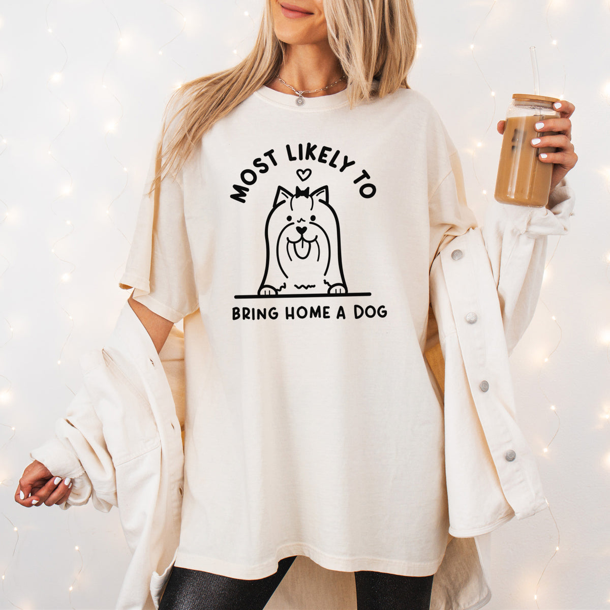 Most Likely to Bring Home a Dog - Yorkshire Terrier - Unisex Comfort Colors Garment-Dyed Heavyweight T-shirt, worn by model
