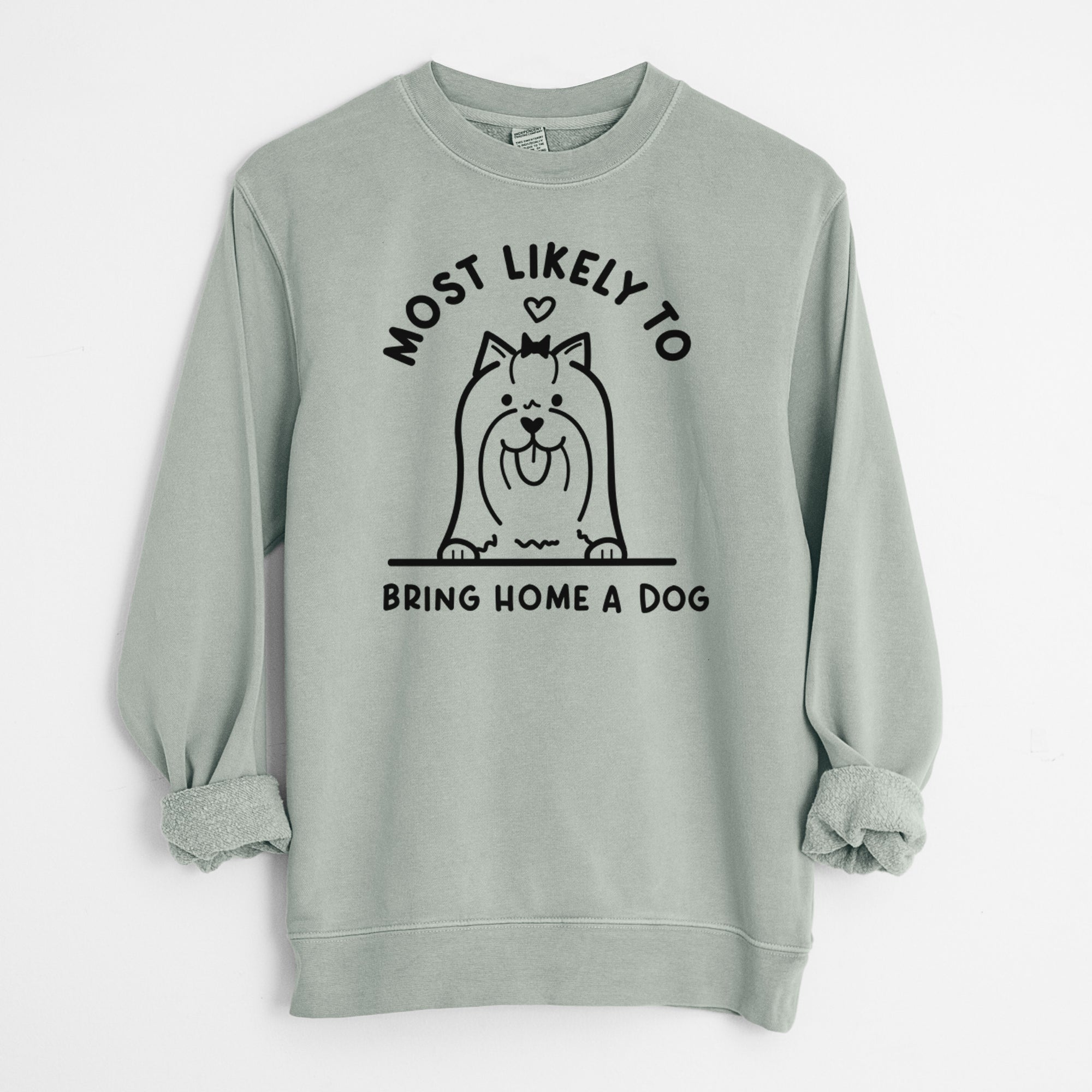 Most Likely to Bring Home a Dog - Yorkshire Terrier - Unisex Pigment Dyed Crew Sweatshirt