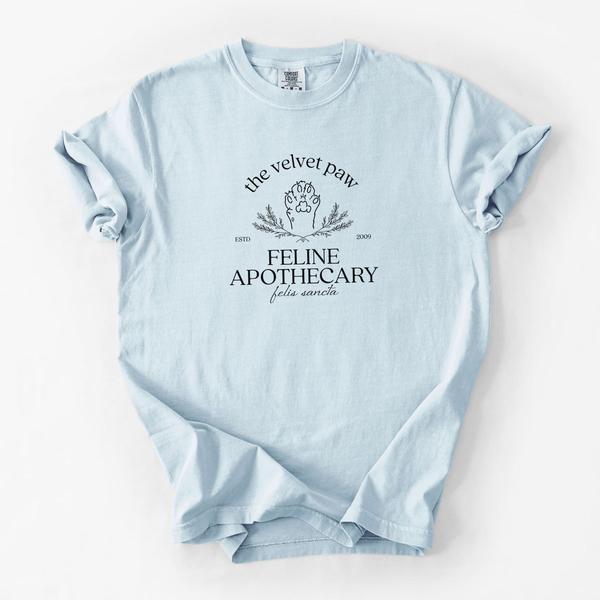 The Velvet Paw – Feline Apothecary - Unisex Comfort Colors Garment-Dyed Heavyweight T-shirt in Chambray