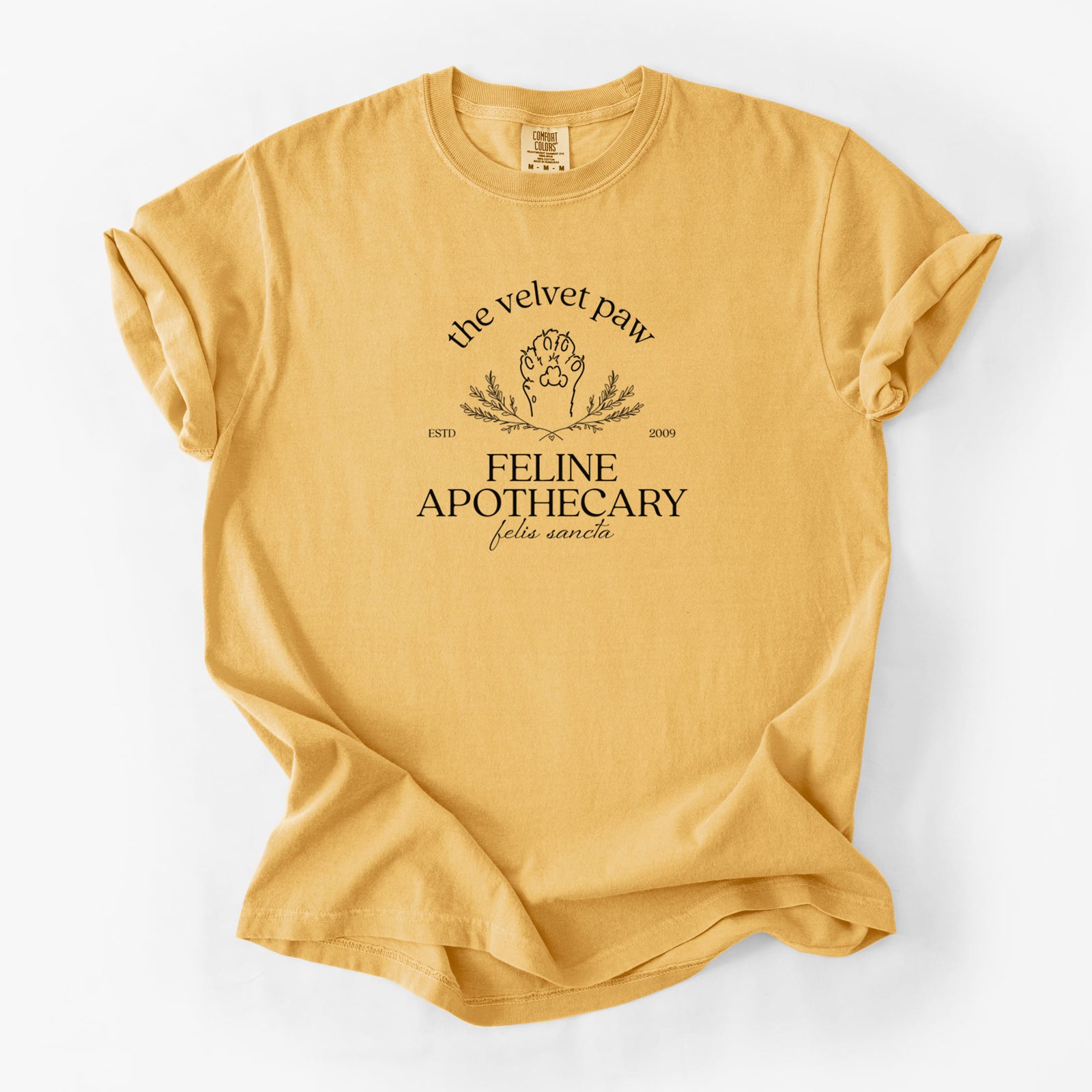The Velvet Paw – Feline Apothecary - Unisex Comfort Colors Garment-Dyed Heavyweight T-shirt in Golden Wheat