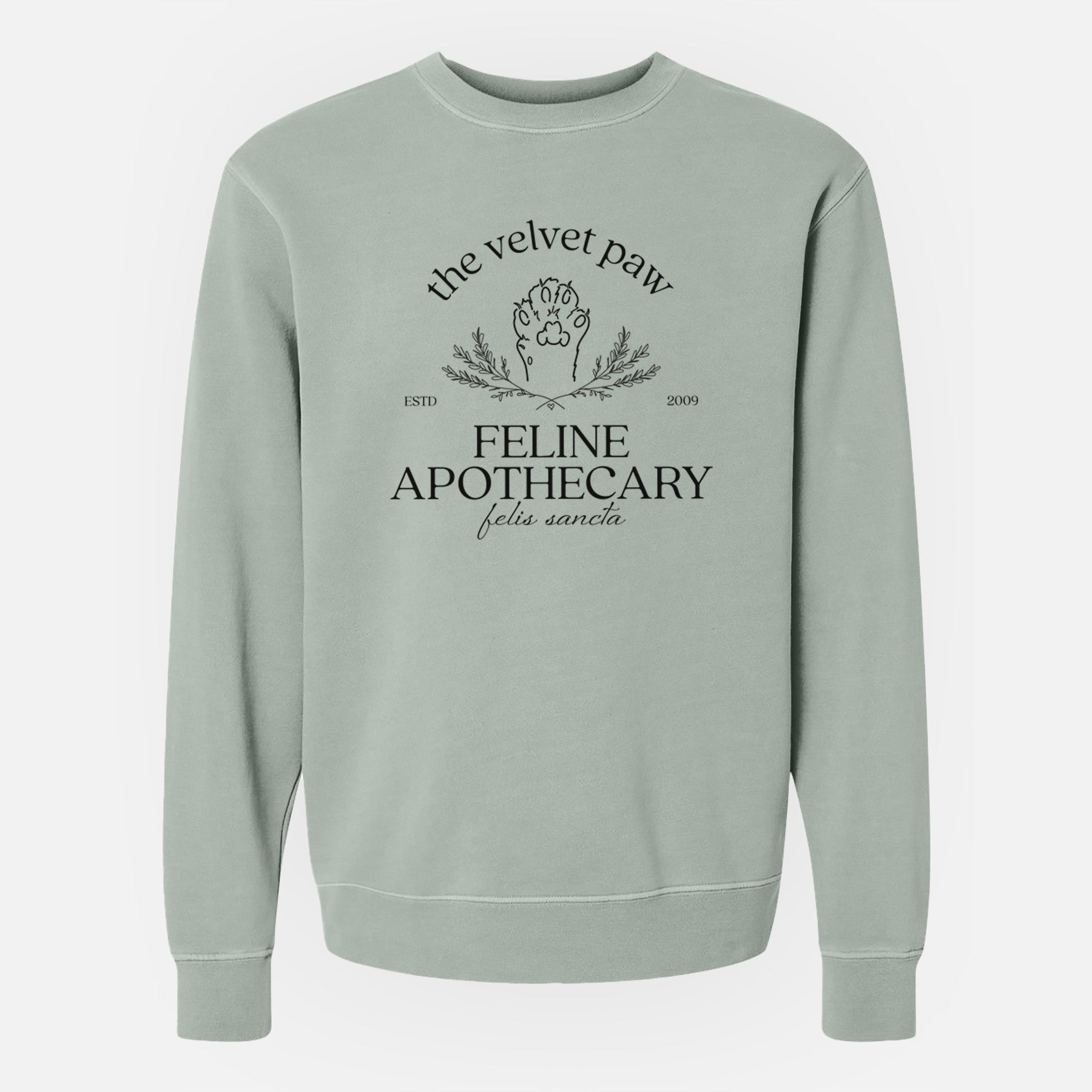 The Velvet Paw – Feline Apothecary - Unisex Pigment Dyed Crew Sweatshirt