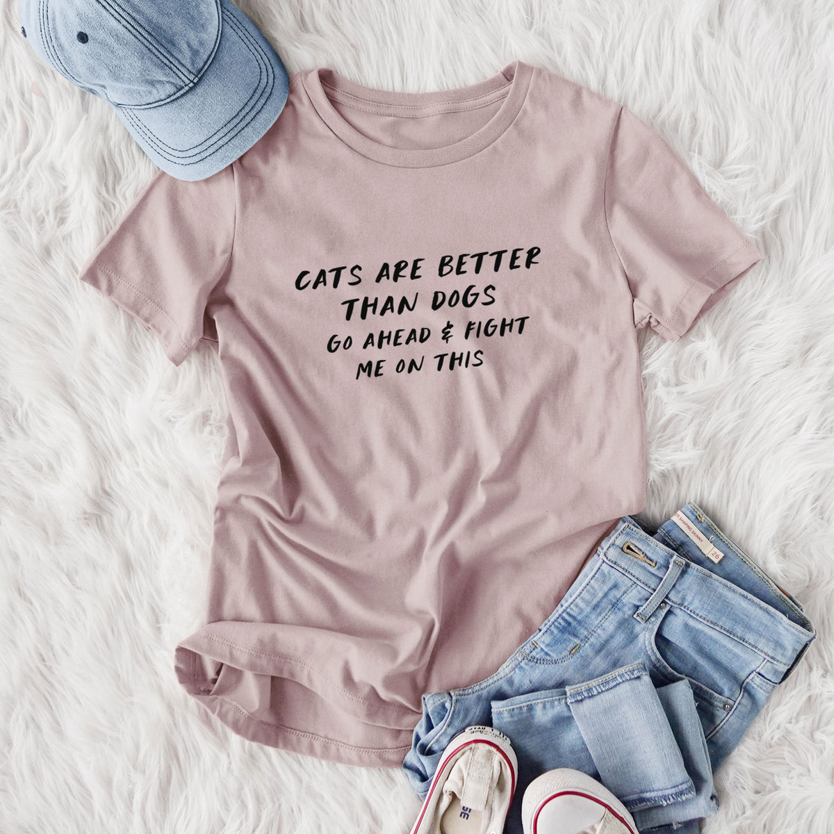 Cats are Better - Fight Me on This - Women's Lightweight Relaxed Fit 100% Cotton Crewneck