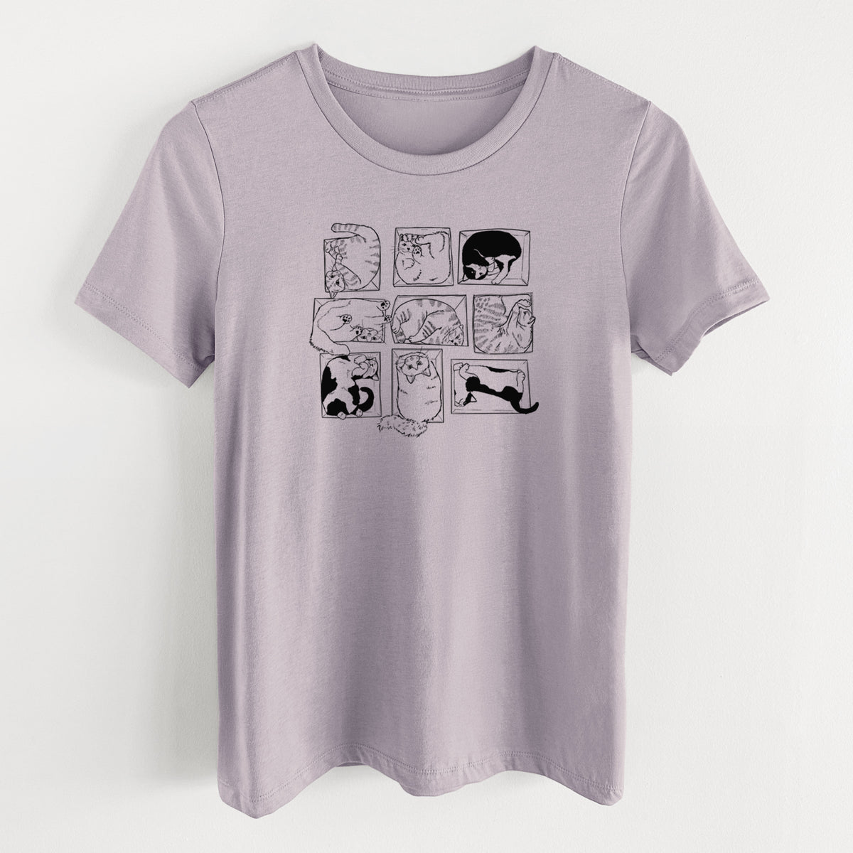Cats in Boxes - Women's Lightweight Relaxed Fit 100% Cotton Crewneck