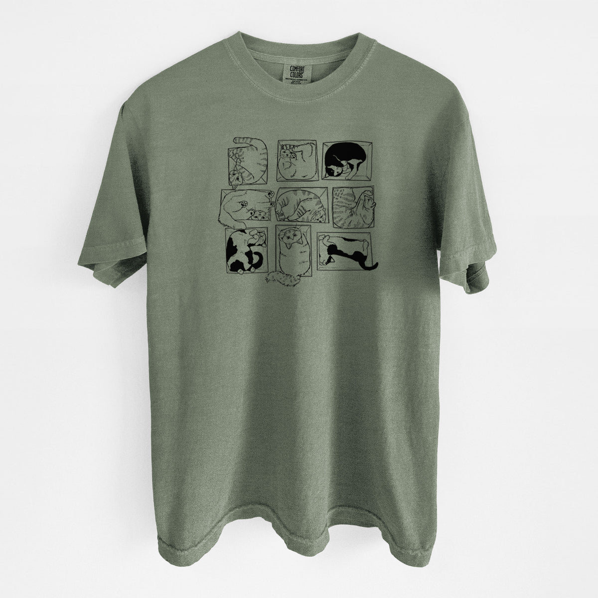 Cats in Boxes - Unisex Comfort Colors Garment-Dyed Heavyweight T-shirt in Moss