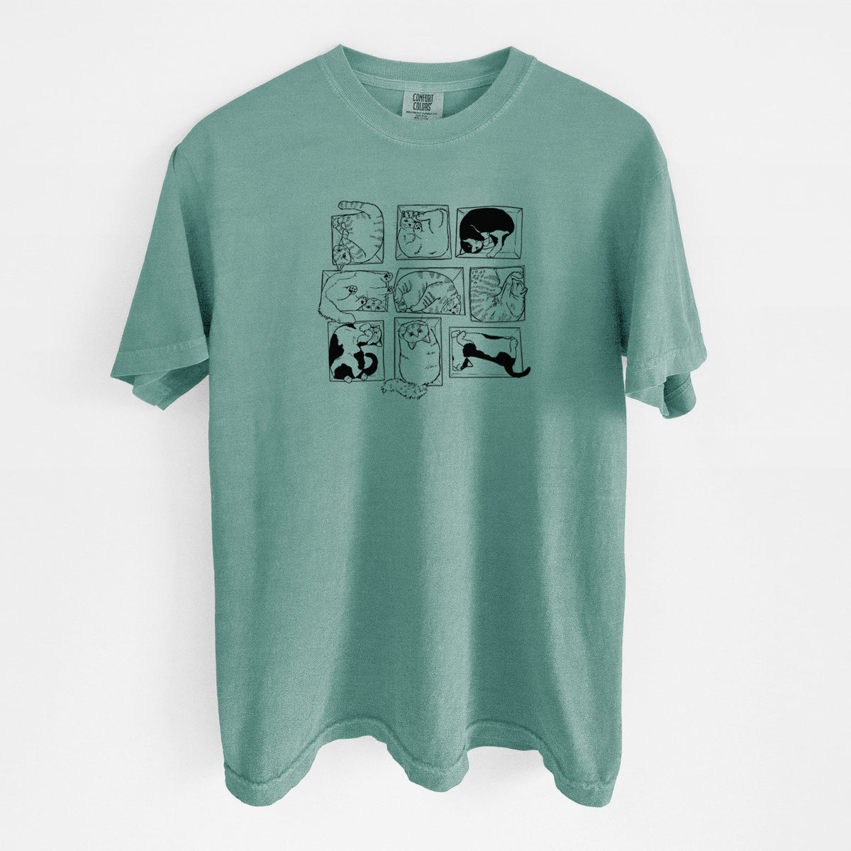 Cats in Boxes - Unisex Comfort Colors Garment-Dyed Heavyweight T-shirt in Reef Green
