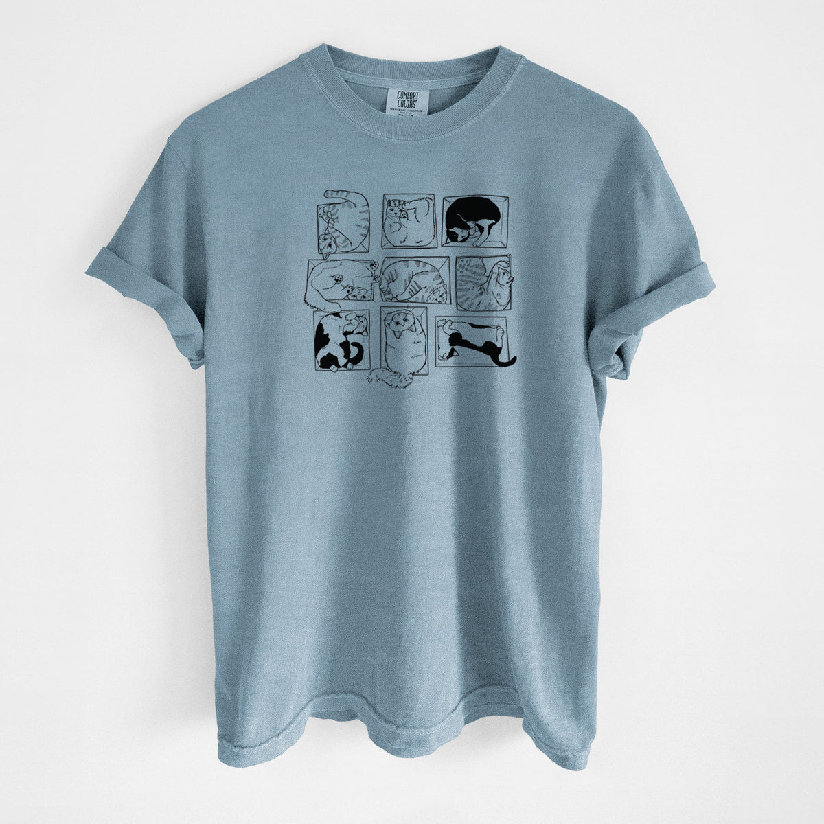 Cats in Boxes - Unisex Comfort Colors Garment-Dyed Heavyweight T-shirt in Steel Blue