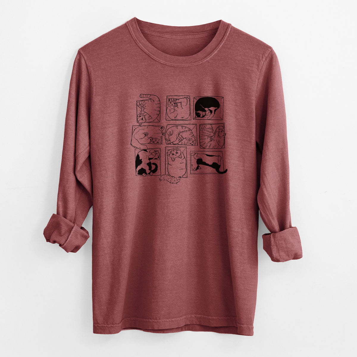 Cats in Boxes - Men's Heavyweight 100% Cotton Long Sleeve