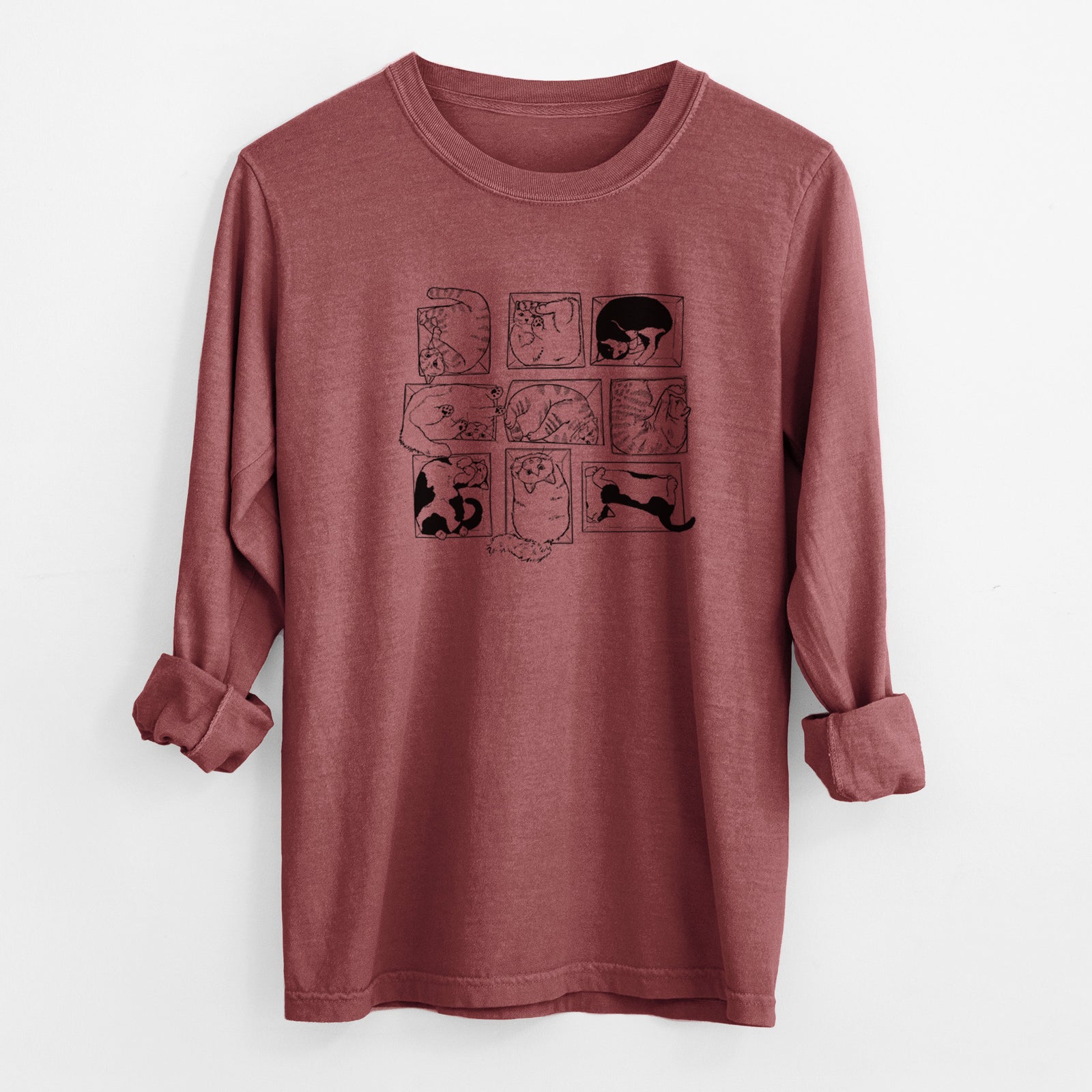 Cats in Boxes - Men's Heavyweight 100% Cotton Long Sleeve