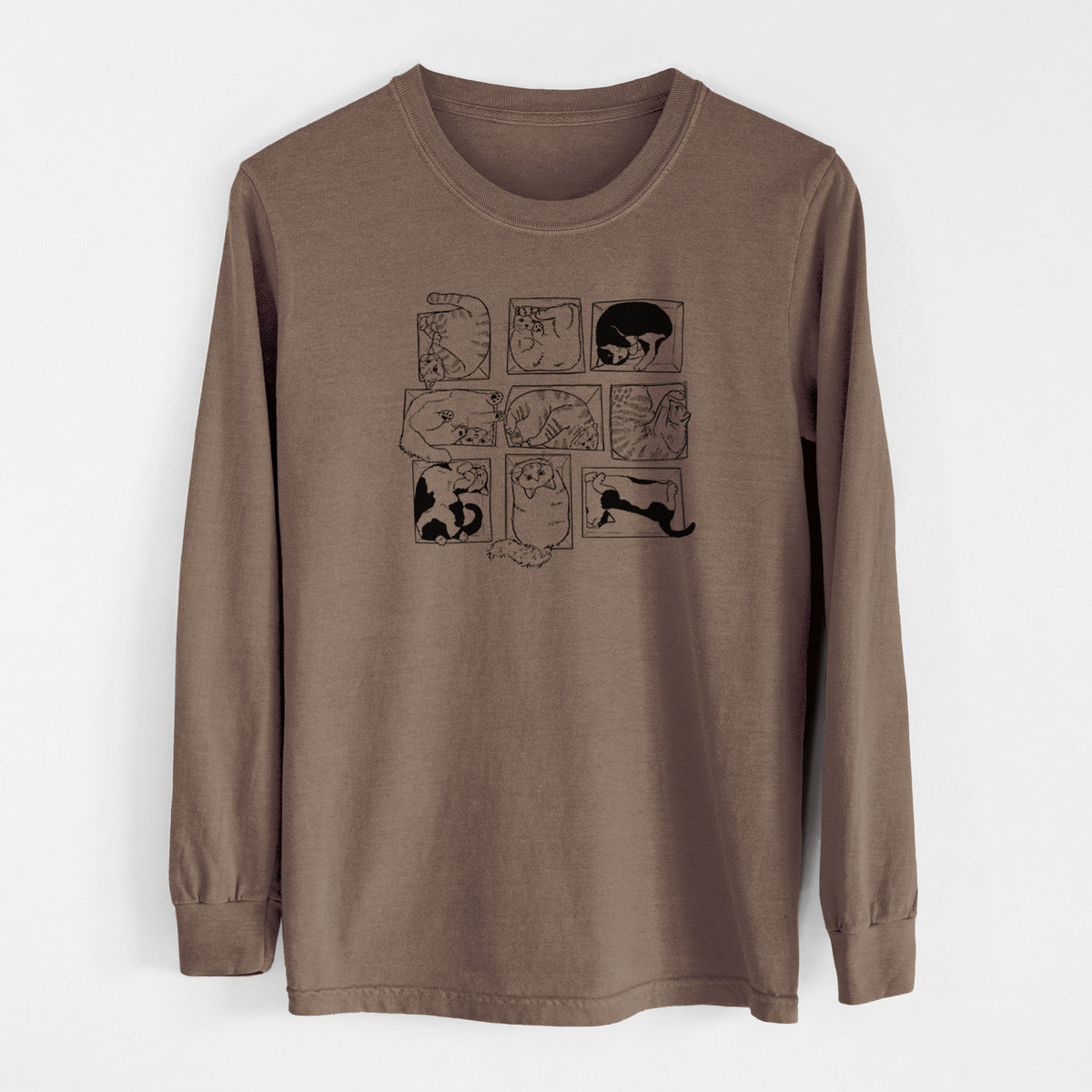 Cats in Boxes - Men's Heavyweight 100% Cotton Long Sleeve