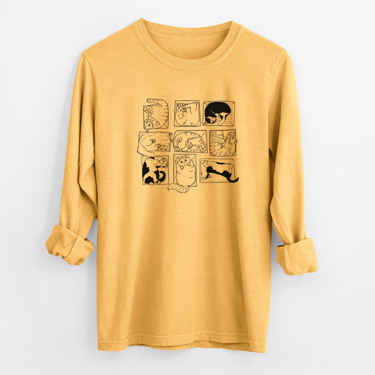 Cats in Boxes - Men's Heavyweight 100% Cotton Long Sleeve