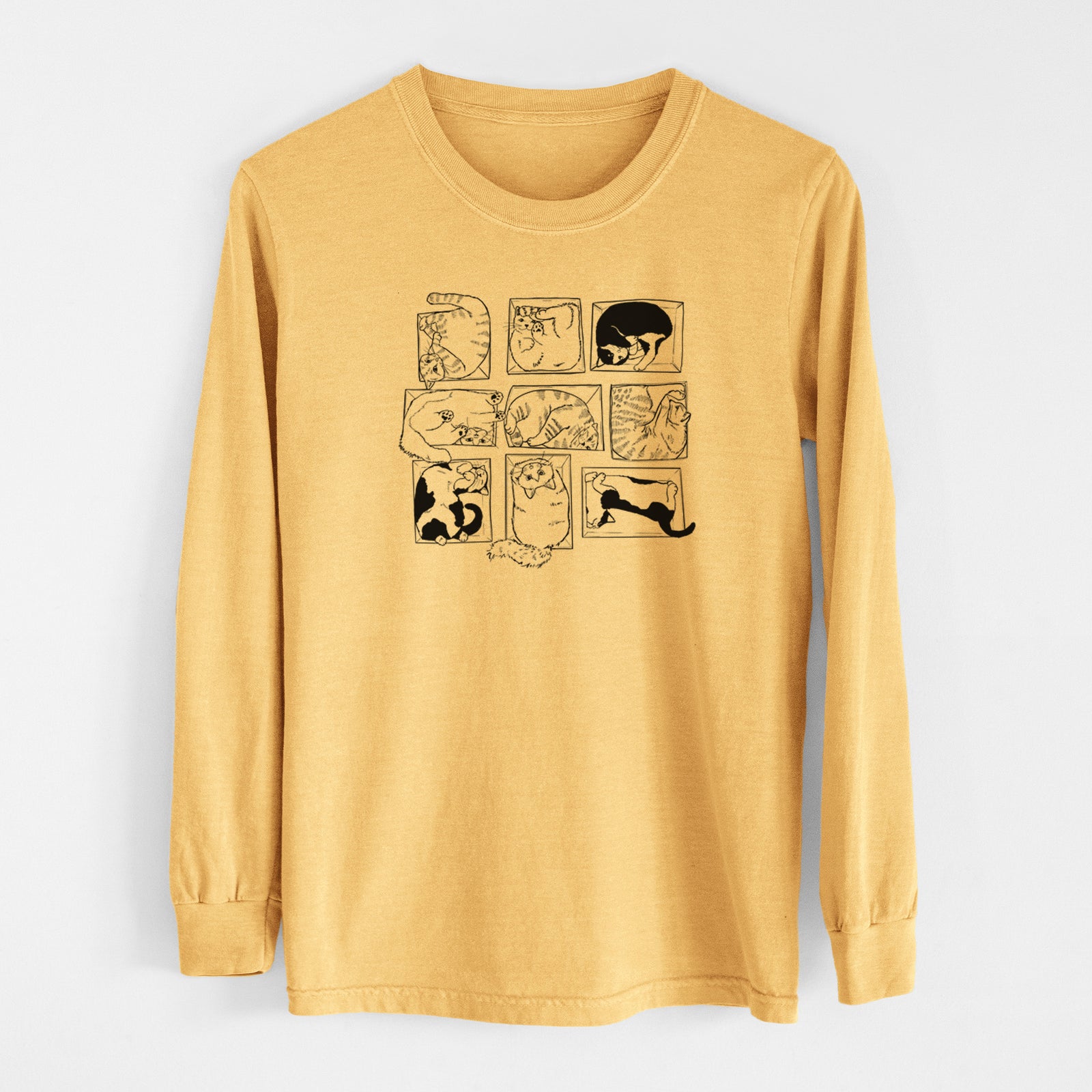 Cats in Boxes - Men's Heavyweight 100% Cotton Long Sleeve