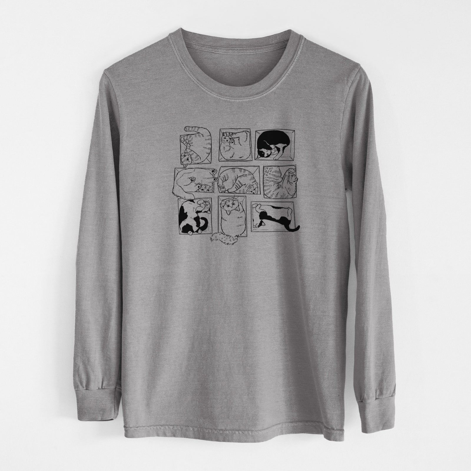 Cats in Boxes - Men's Heavyweight 100% Cotton Long Sleeve