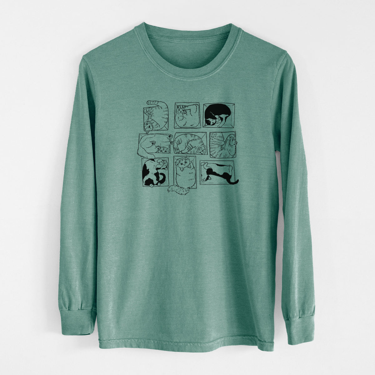 Cats in Boxes - Men's Heavyweight 100% Cotton Long Sleeve