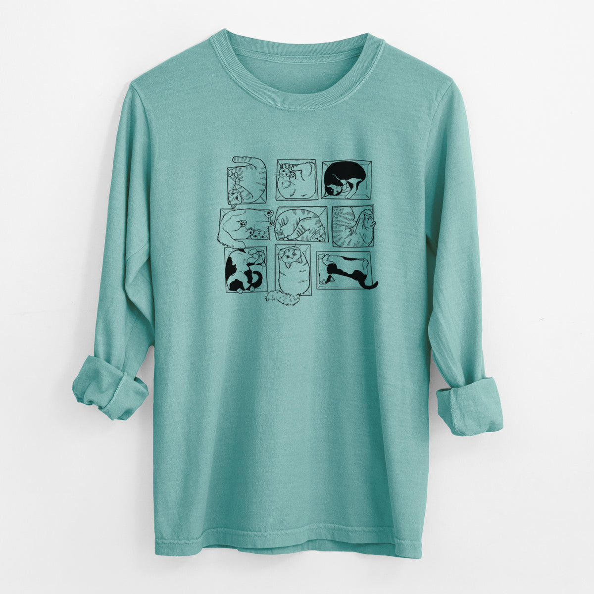 Cats in Boxes - Men's Heavyweight 100% Cotton Long Sleeve