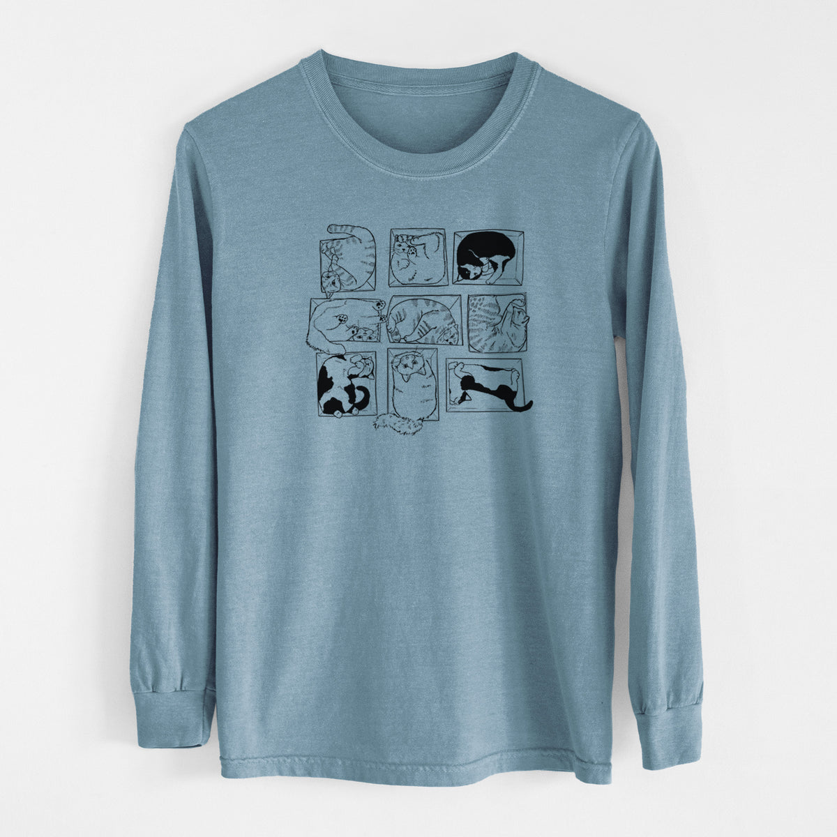 Cats in Boxes - Men's Heavyweight 100% Cotton Long Sleeve