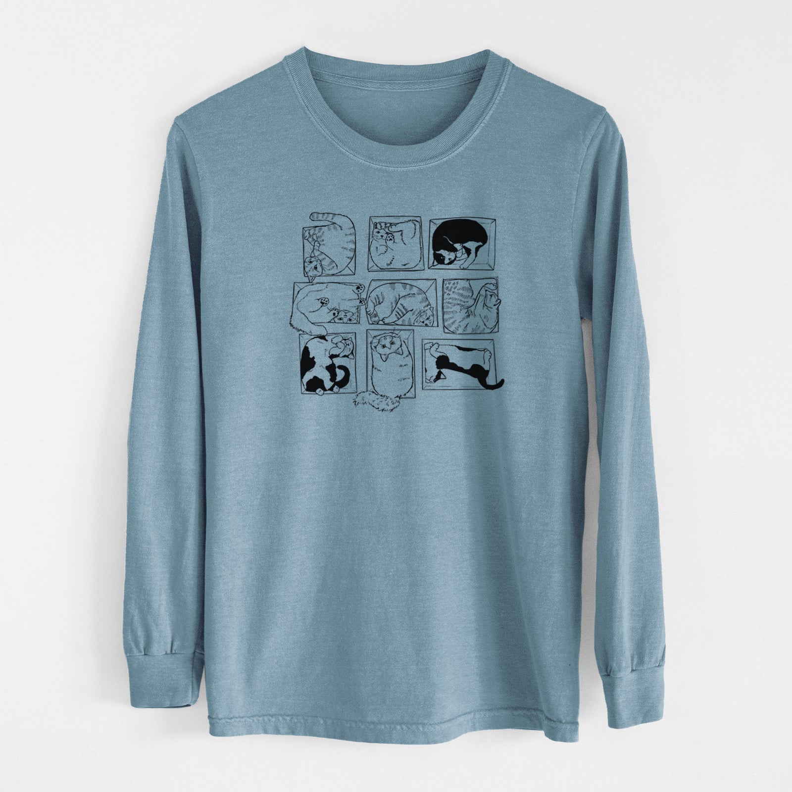 Cats in Boxes - Men's Heavyweight 100% Cotton Long Sleeve
