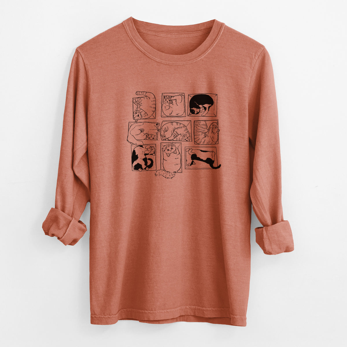 Cats in Boxes - Men's Heavyweight 100% Cotton Long Sleeve