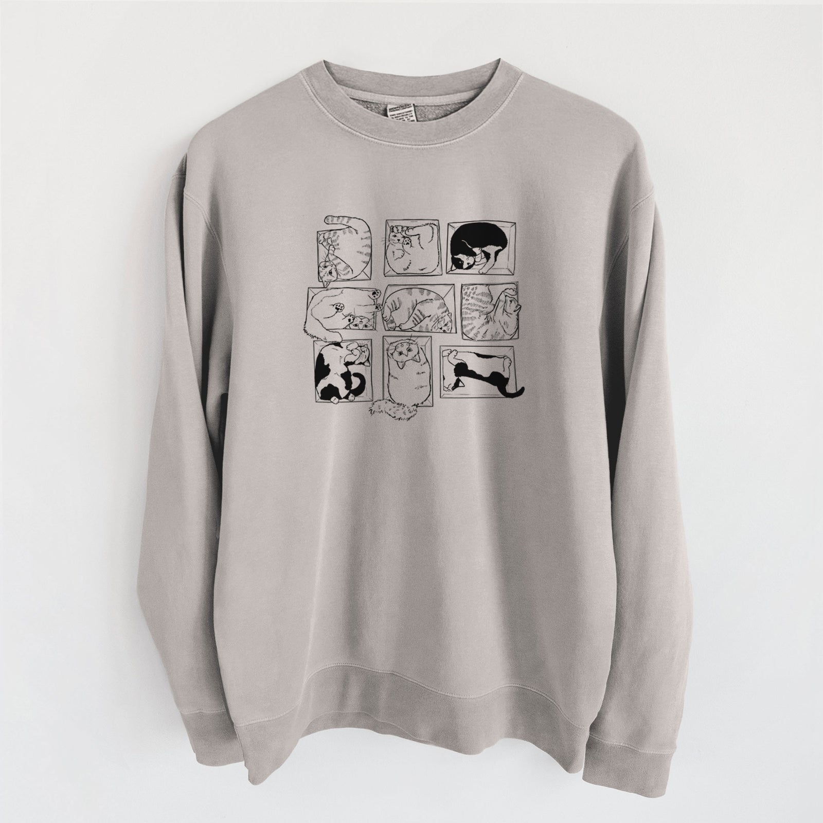 Cats in Boxes - Unisex Pigment Dyed Crew Sweatshirt