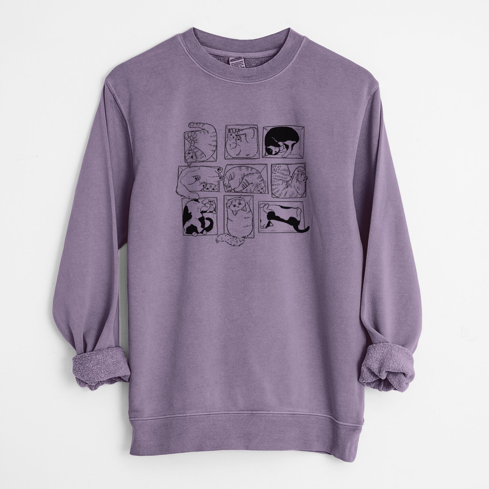 Cats in Boxes - Unisex Pigment Dyed Crew Sweatshirt