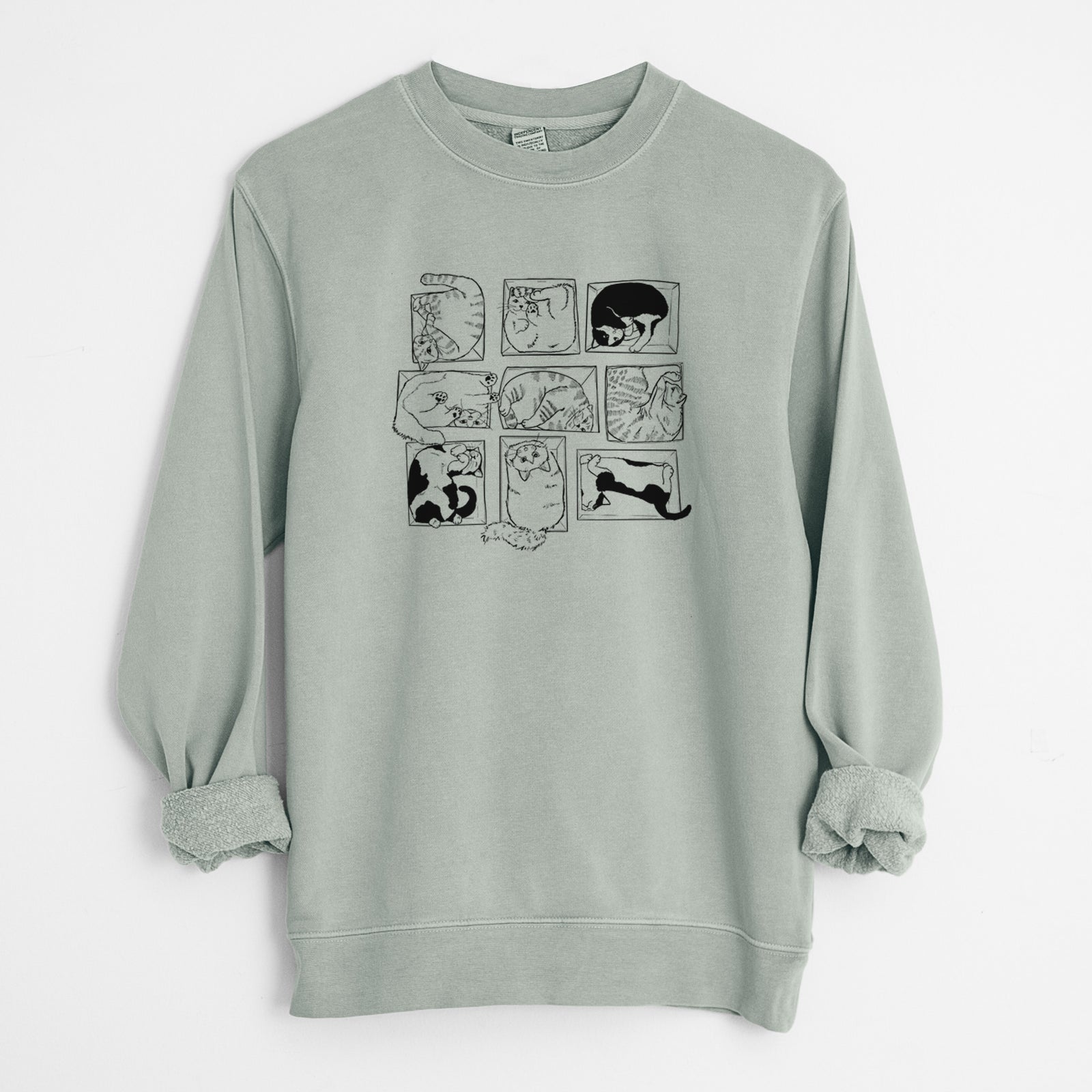 Cats in Boxes - Unisex Pigment Dyed Crew Sweatshirt