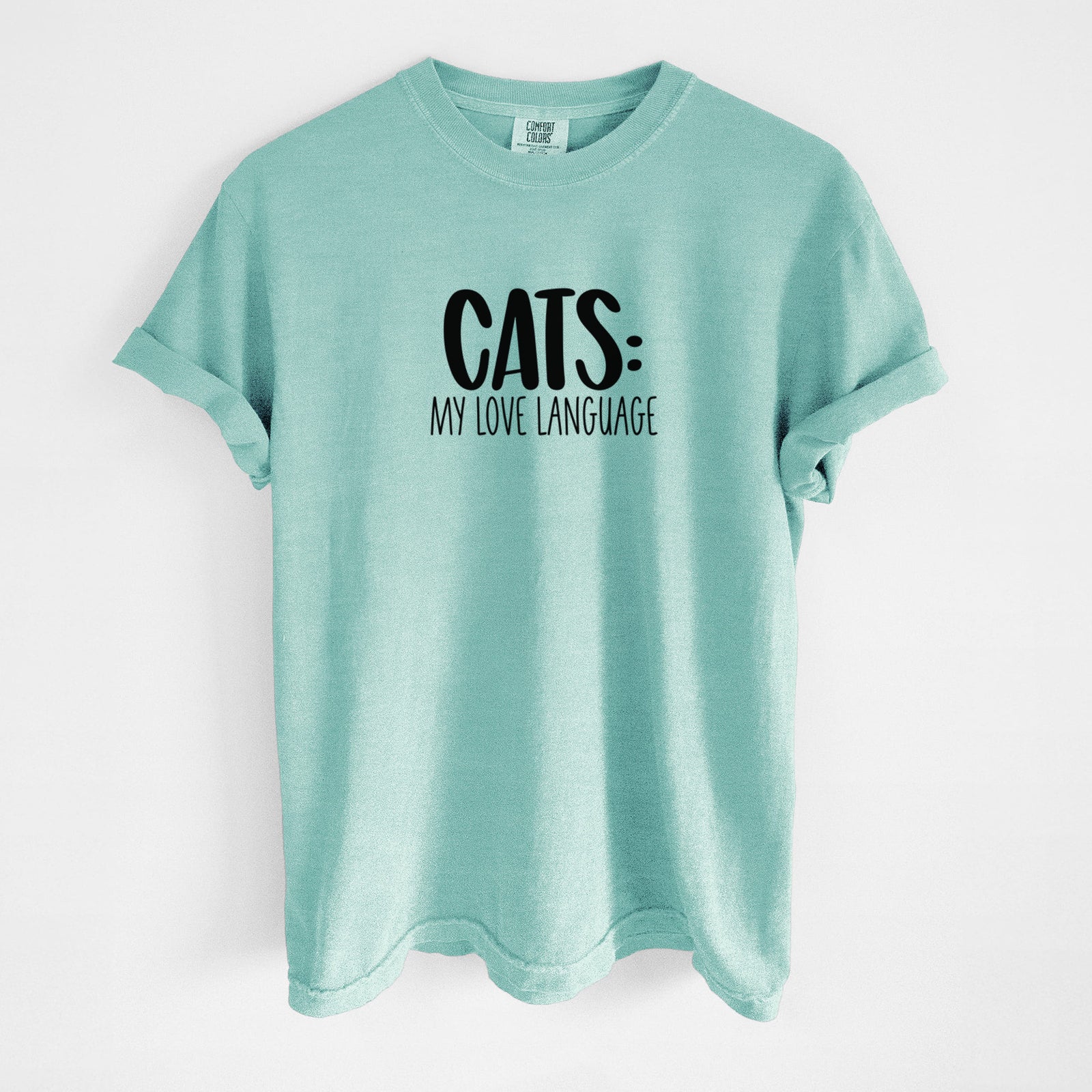 Cats: My Love Language - Unisex Comfort Colors Garment-Dyed Heavyweight T-shirt in Chalky Mint