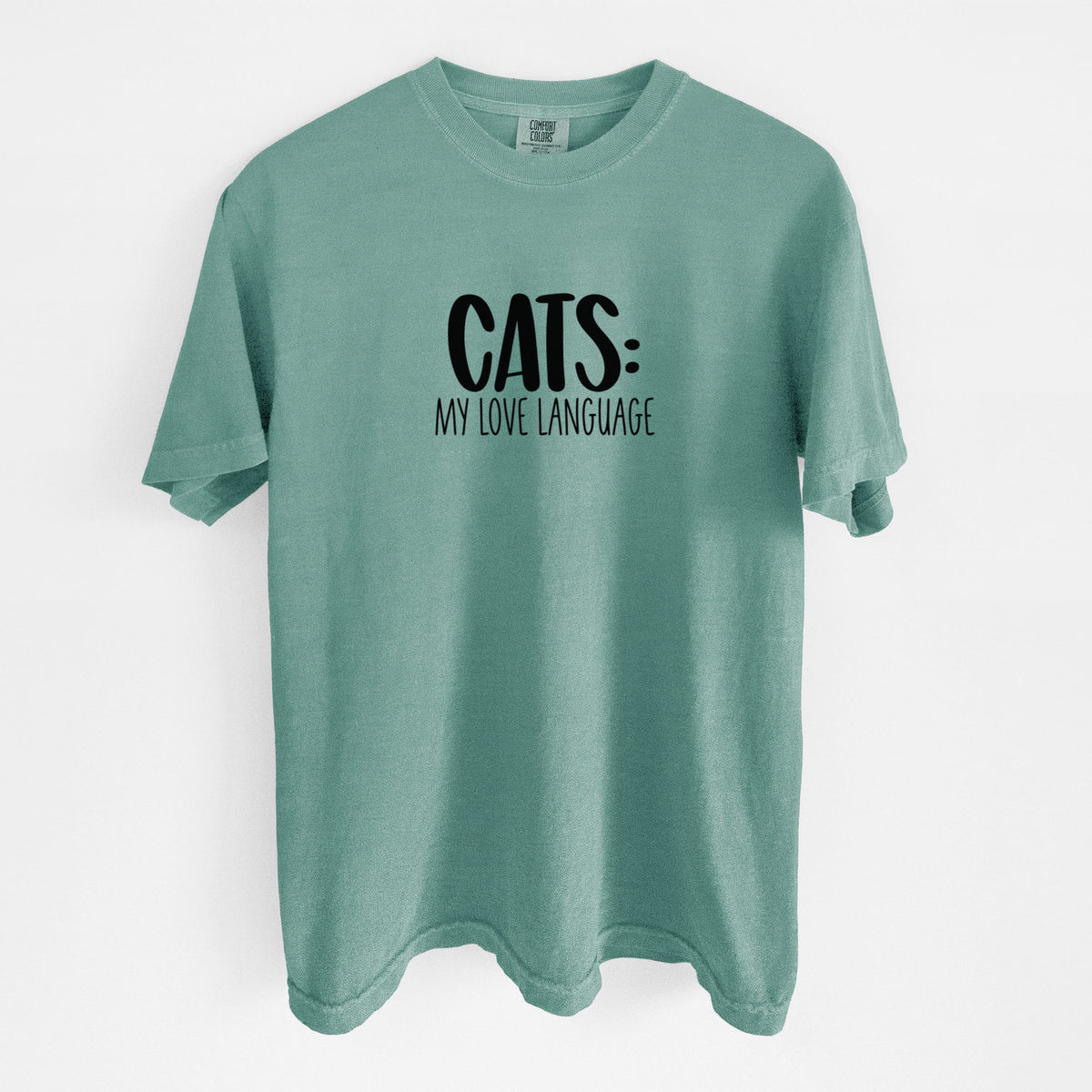 Cats: My Love Language - Unisex Comfort Colors Garment-Dyed Heavyweight T-shirt in Reef Green