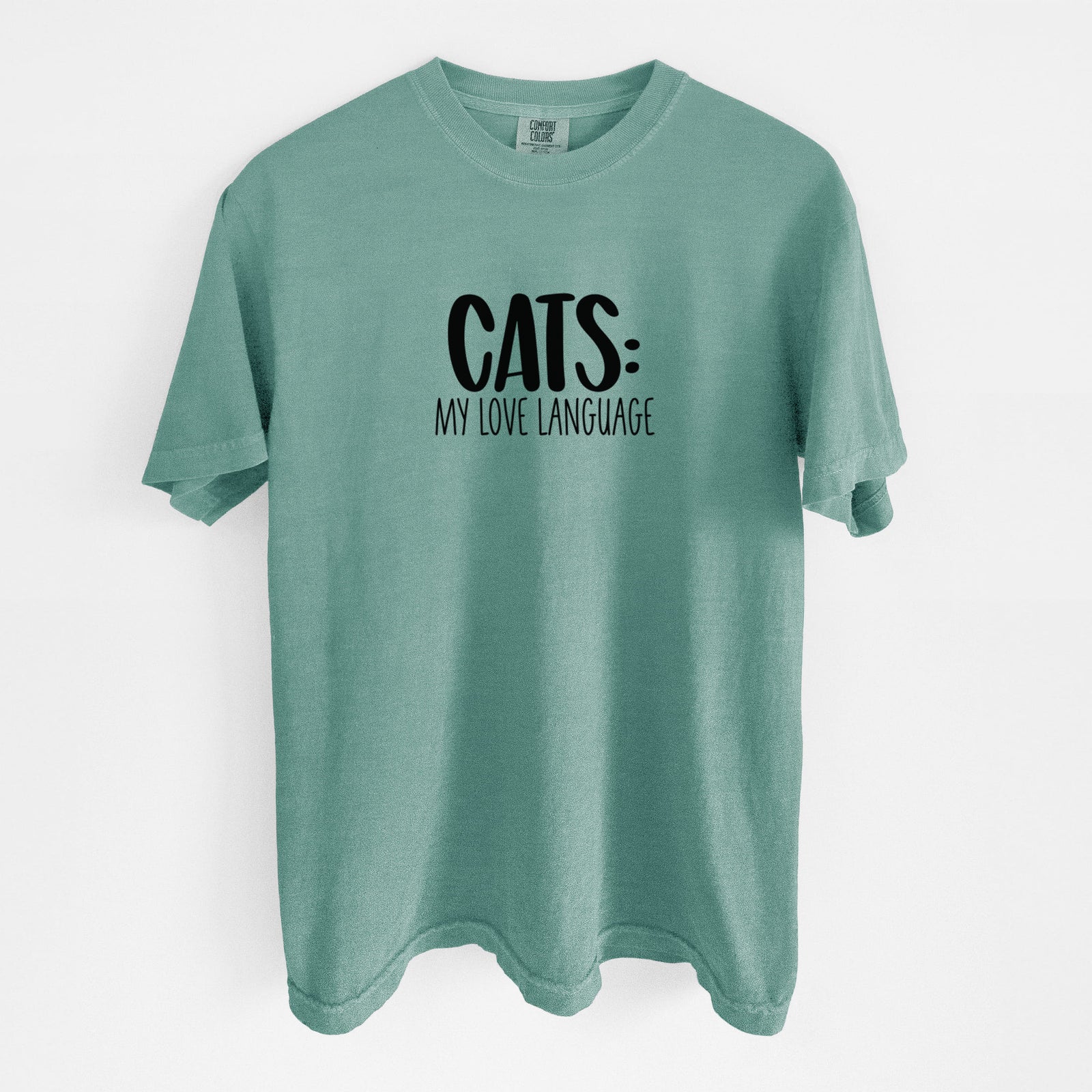 Cats: My Love Language - Unisex Comfort Colors Garment-Dyed Heavyweight T-shirt in Reef Green