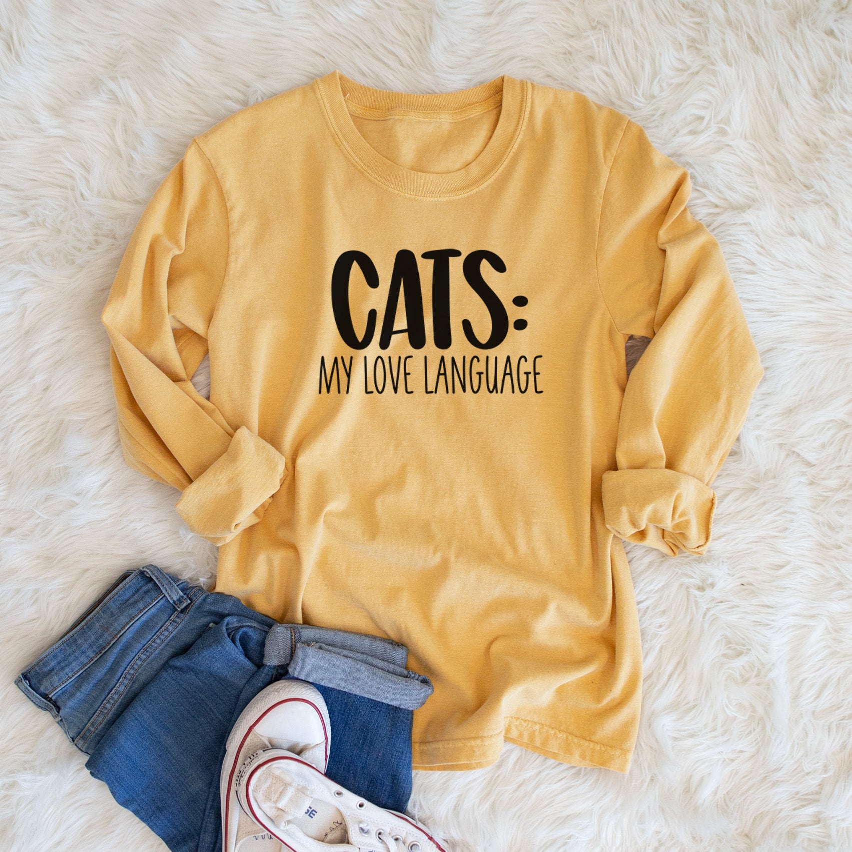 Cats: My Love Language - Men's Heavyweight 100% Cotton Long Sleeve