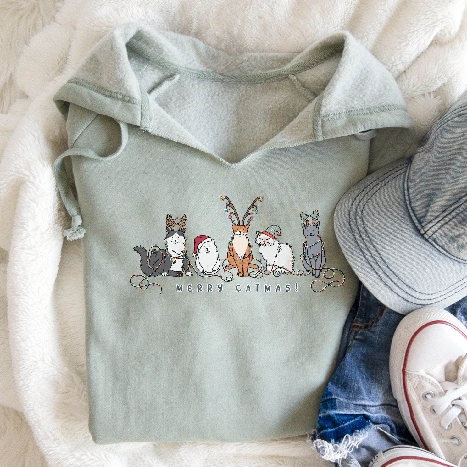 Merry Catmas - Cali Wave Hooded Sweatshirt