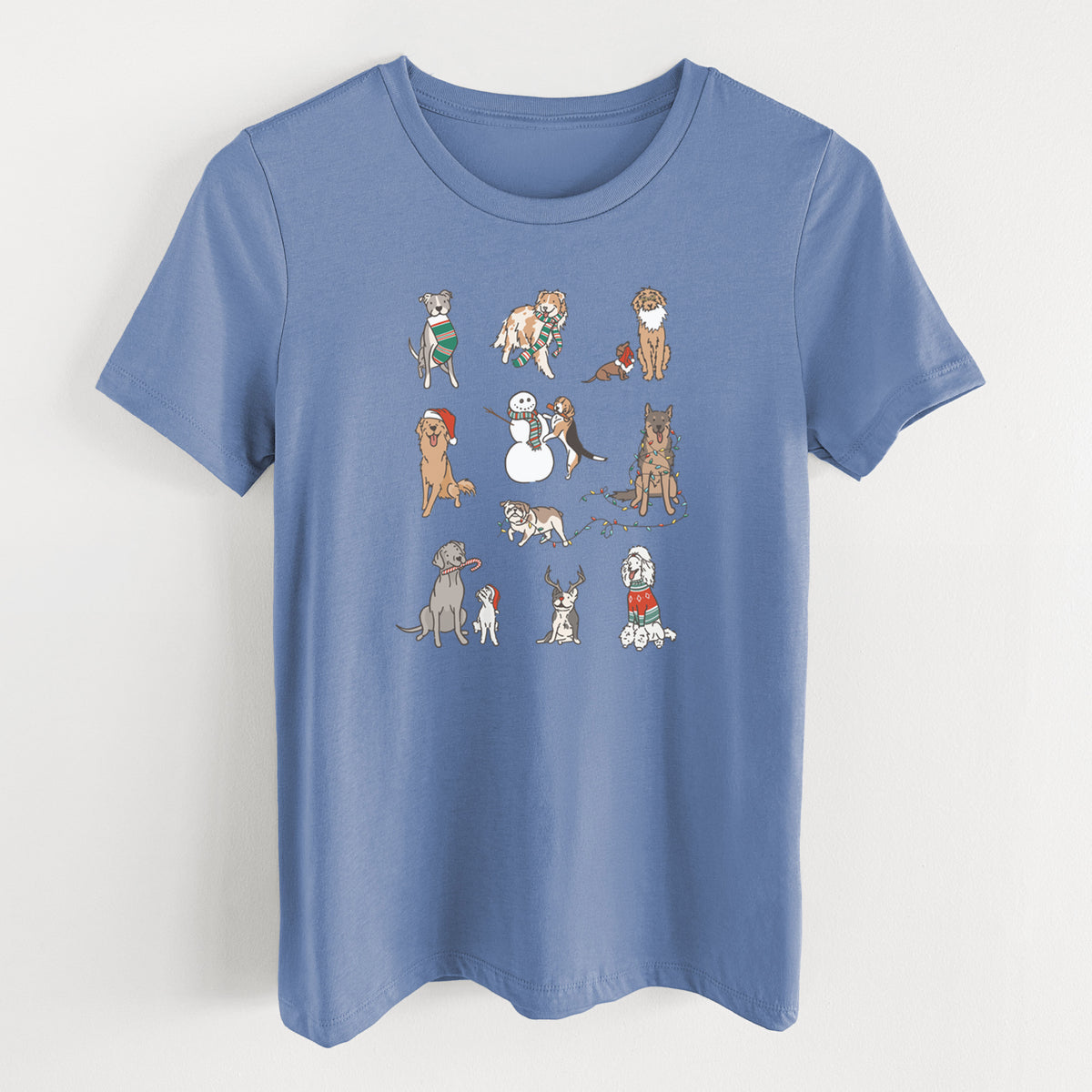 Christmas Pups - Women's Lightweight Relaxed Fit 100% Cotton Crewneck